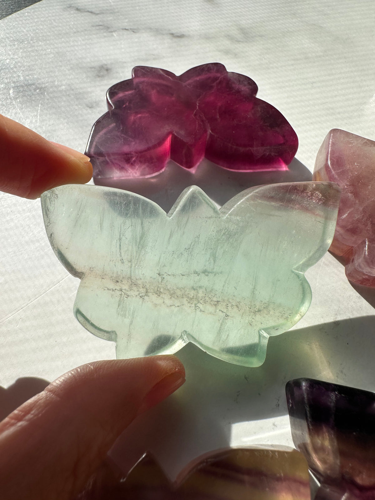 Rainbow Fluorite Butterfly Carving | Natural Crystal | Choose Your Size