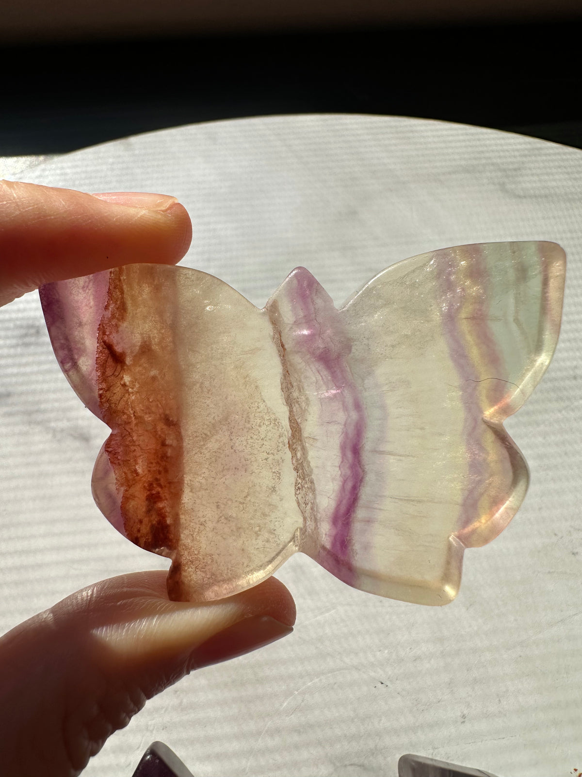 Rainbow Fluorite Butterfly Carving | Natural Crystal | Choose Your Size
