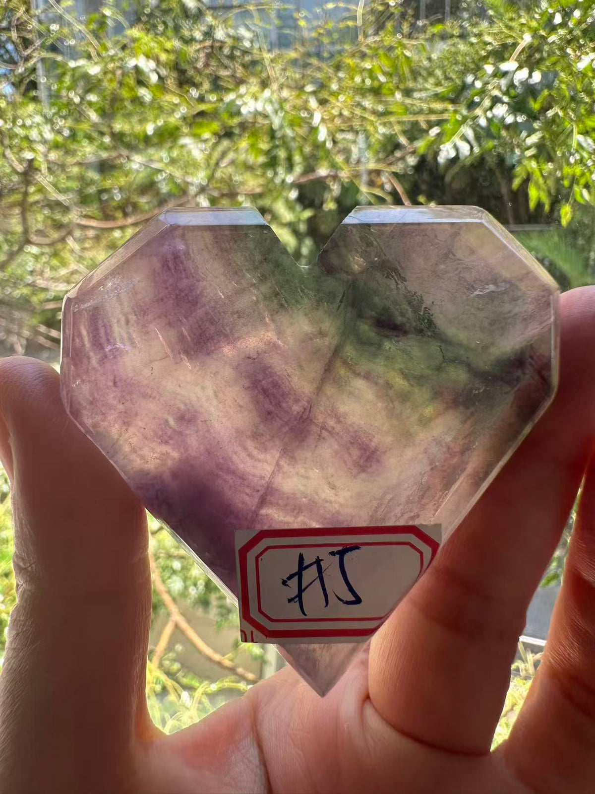 Feather Fluorite Heart – 86g #5 — exact crystal, view 2 of 8