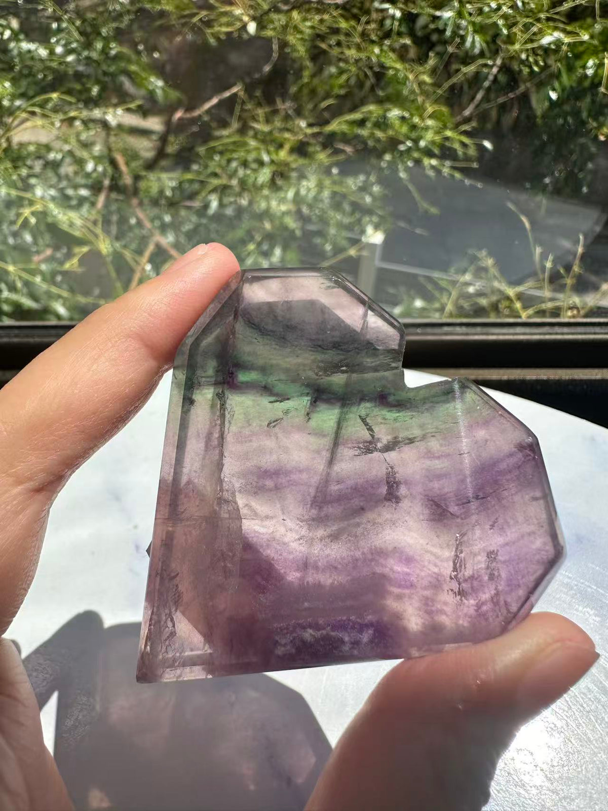 Feather Fluorite Heart – 86g #5 — exact crystal, view 3 of 8