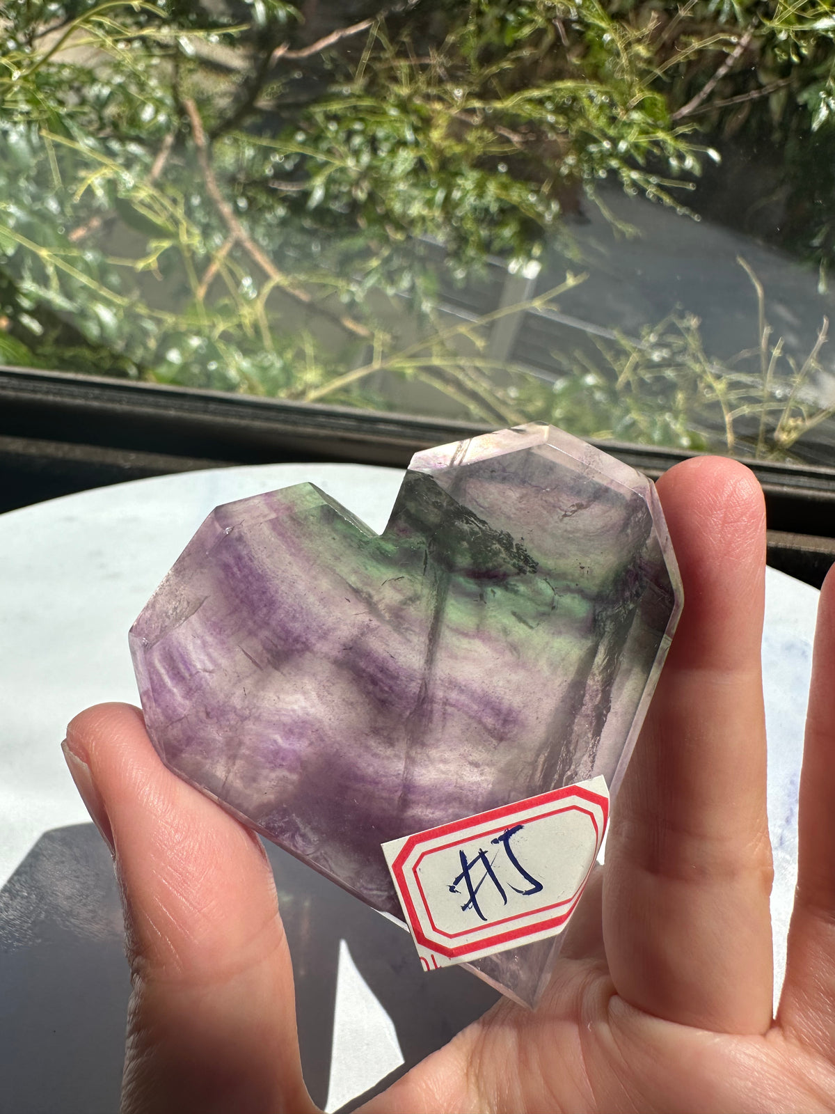 Feather Fluorite Heart – 86g #5 — exact crystal, view 5 of 8