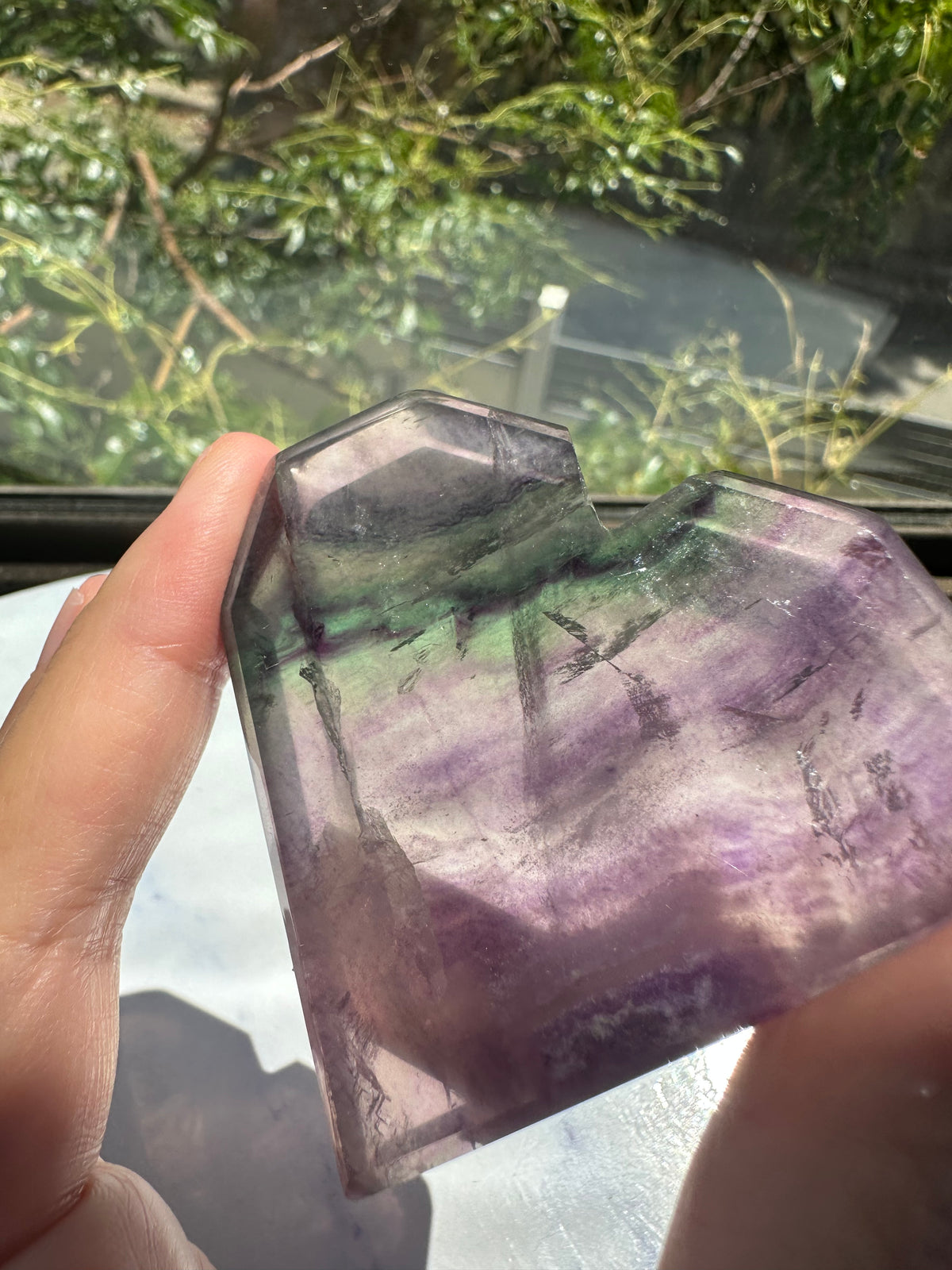 Feather Fluorite Heart – 86g #5 — exact crystal, view 4 of 8