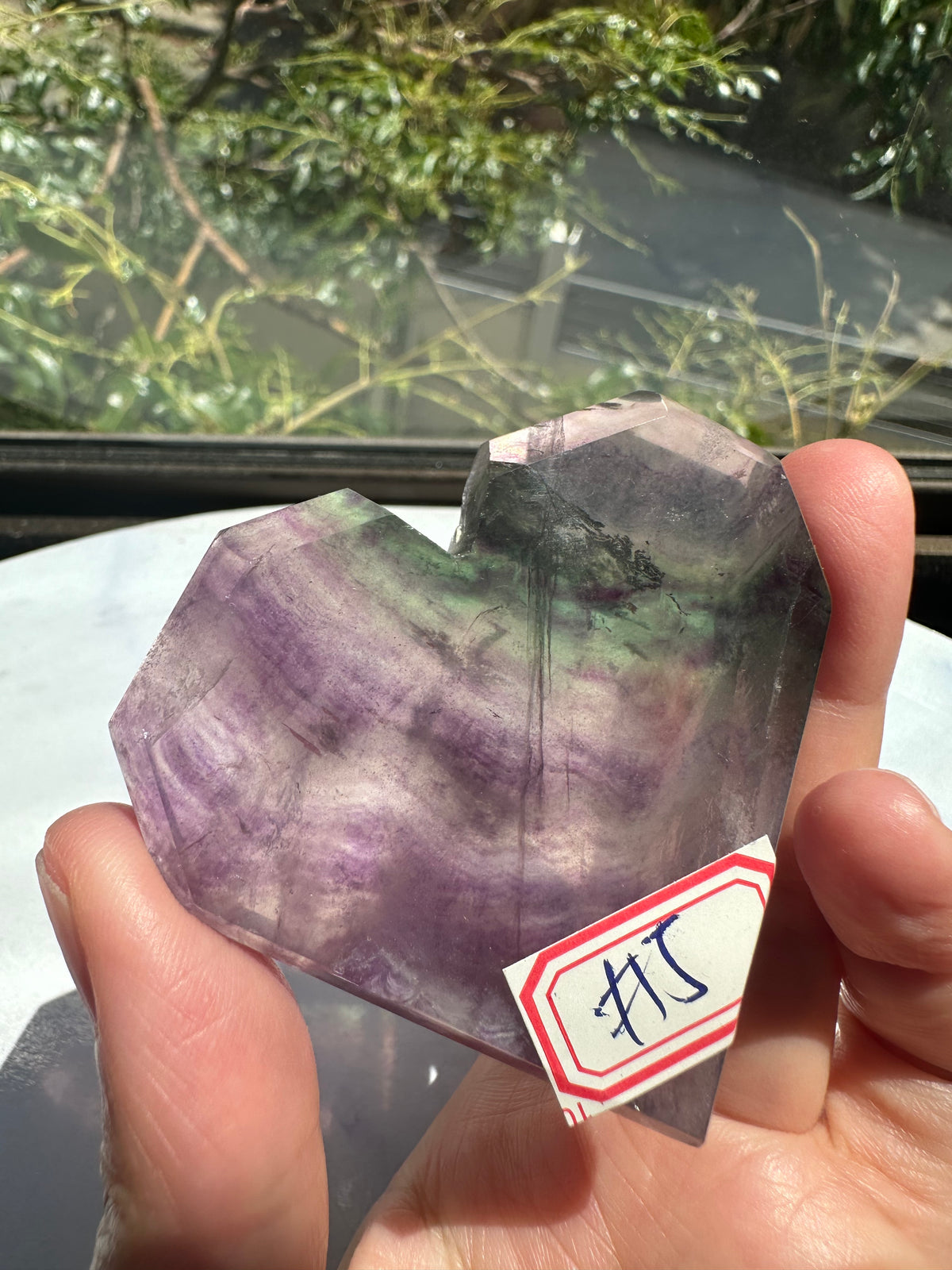 Feather Fluorite Heart – 86g #5 — exact crystal, view 6 of 8