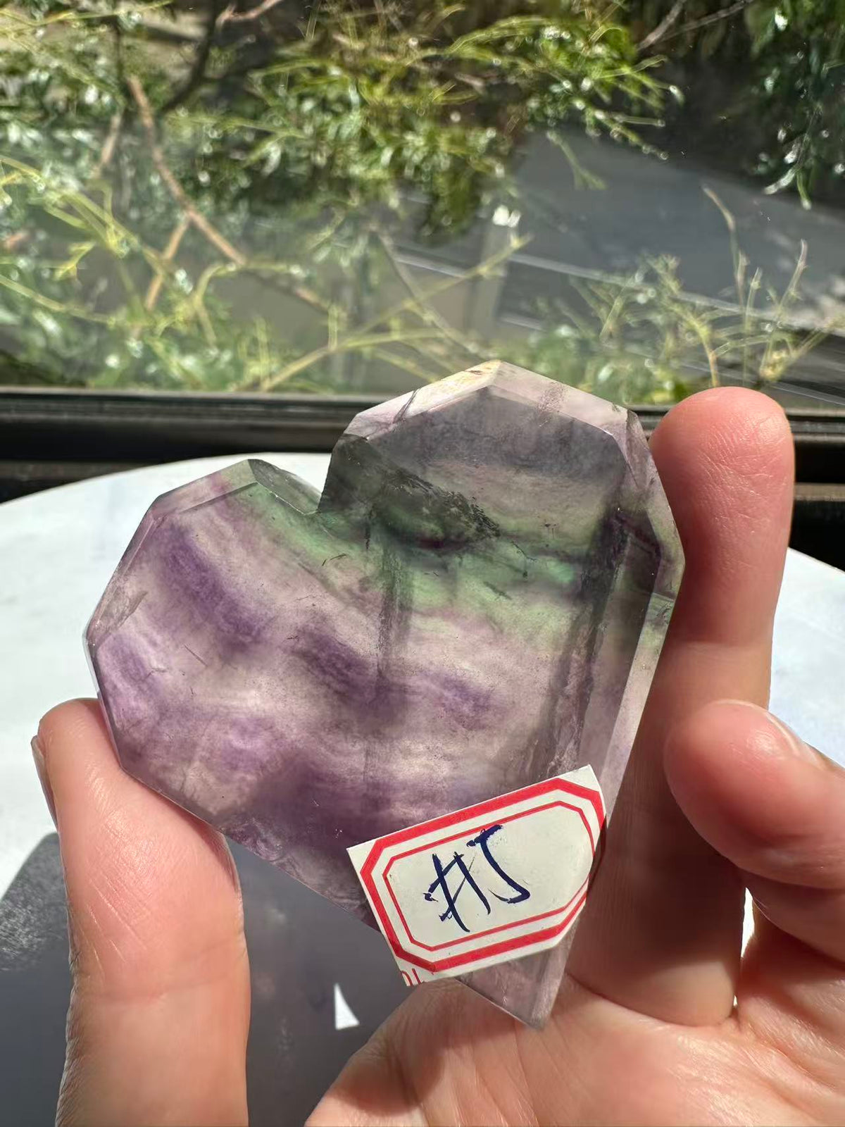 Feather Fluorite Heart – 86g #5 — exact crystal, view 7 of 8