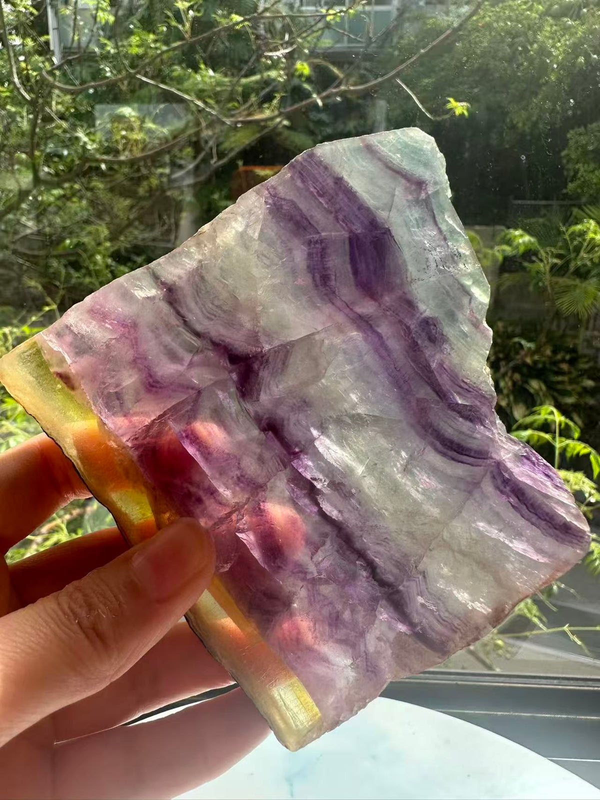 Rainbow Fluorite Slab with Purple-Green Banding | 214g 11.6cm Exact Piece #2