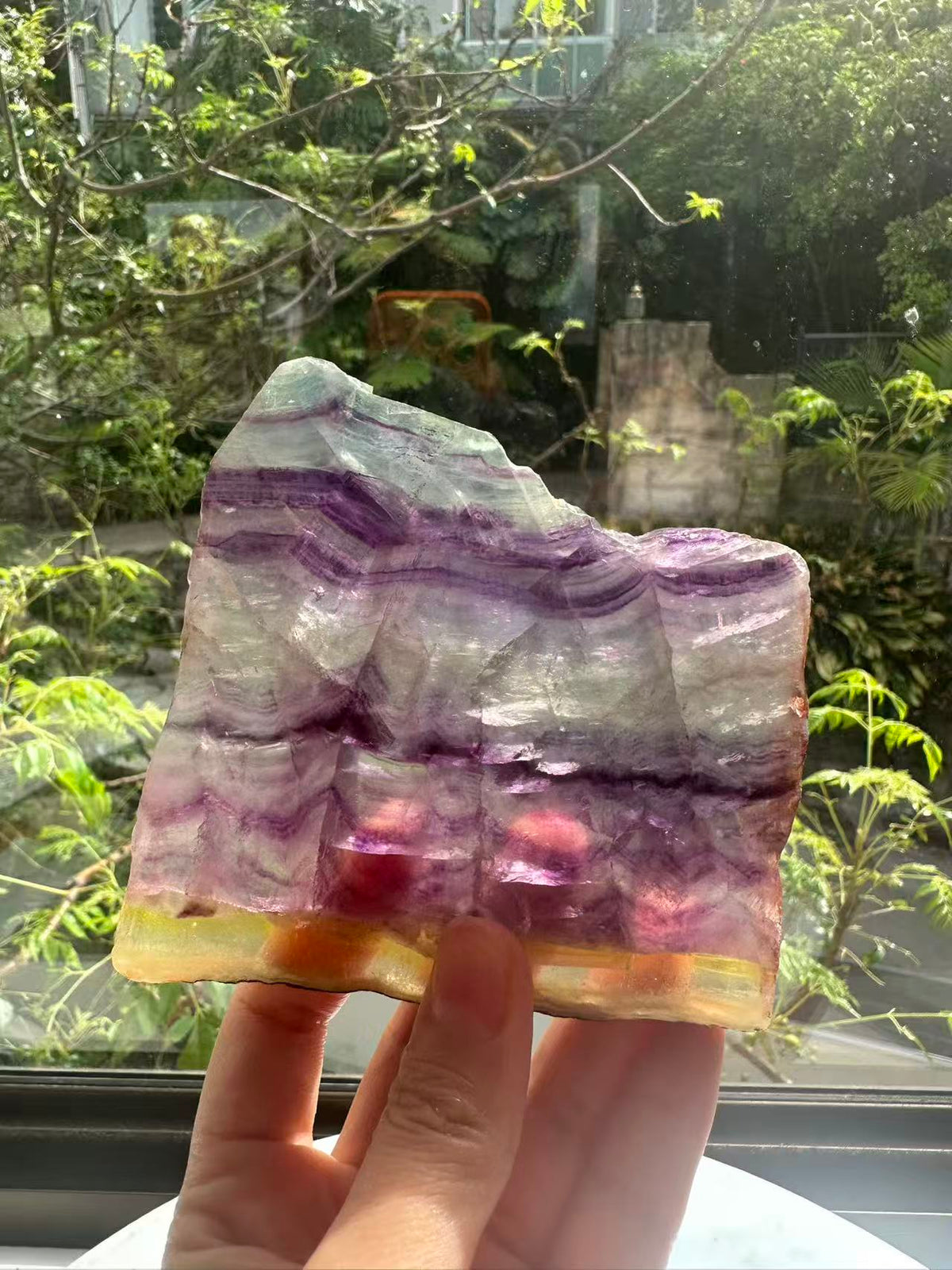 Rainbow Fluorite Slab with Purple-Green Banding | 214g 11.6cm Exact Piece #2