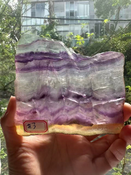 Luxury Rainbow Fluorite Display Board: 174g Ultra-Transparent Banded Slab #3