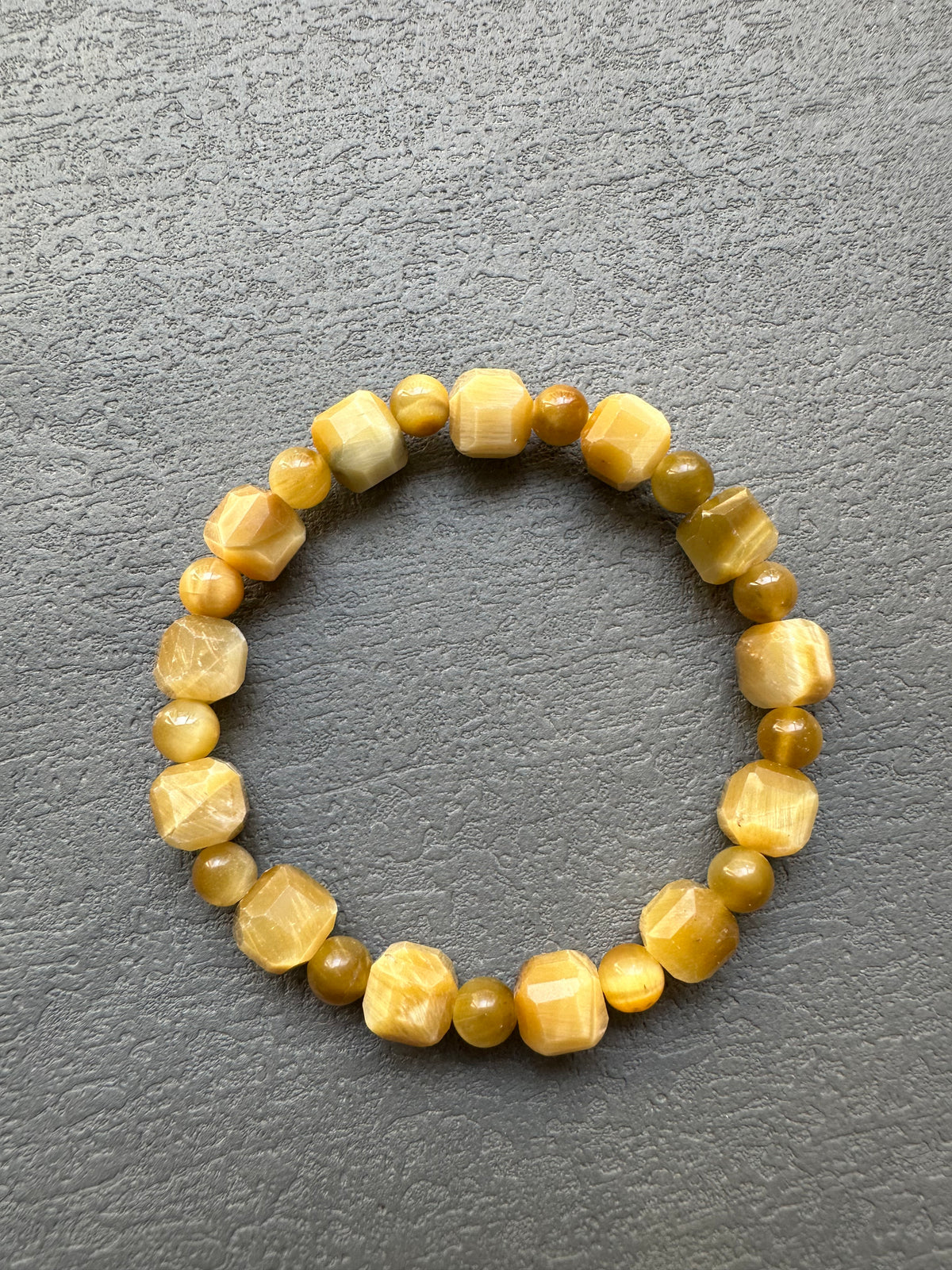 Golden Tiger Eye Bracelet | Natural 8mm Round & Square Beads