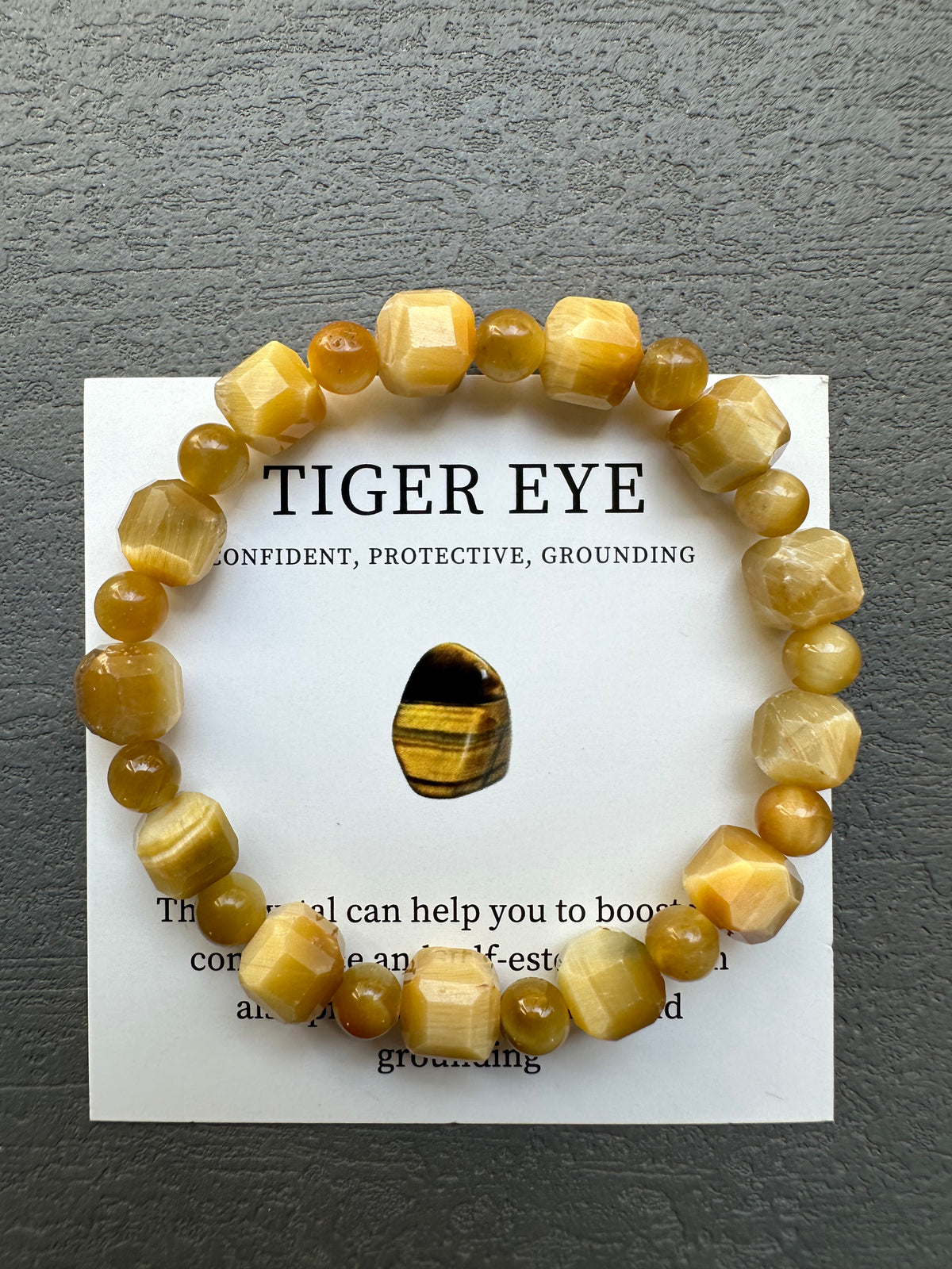 Golden Tiger Eye Bracelet | Natural 8mm Round & Square Beads