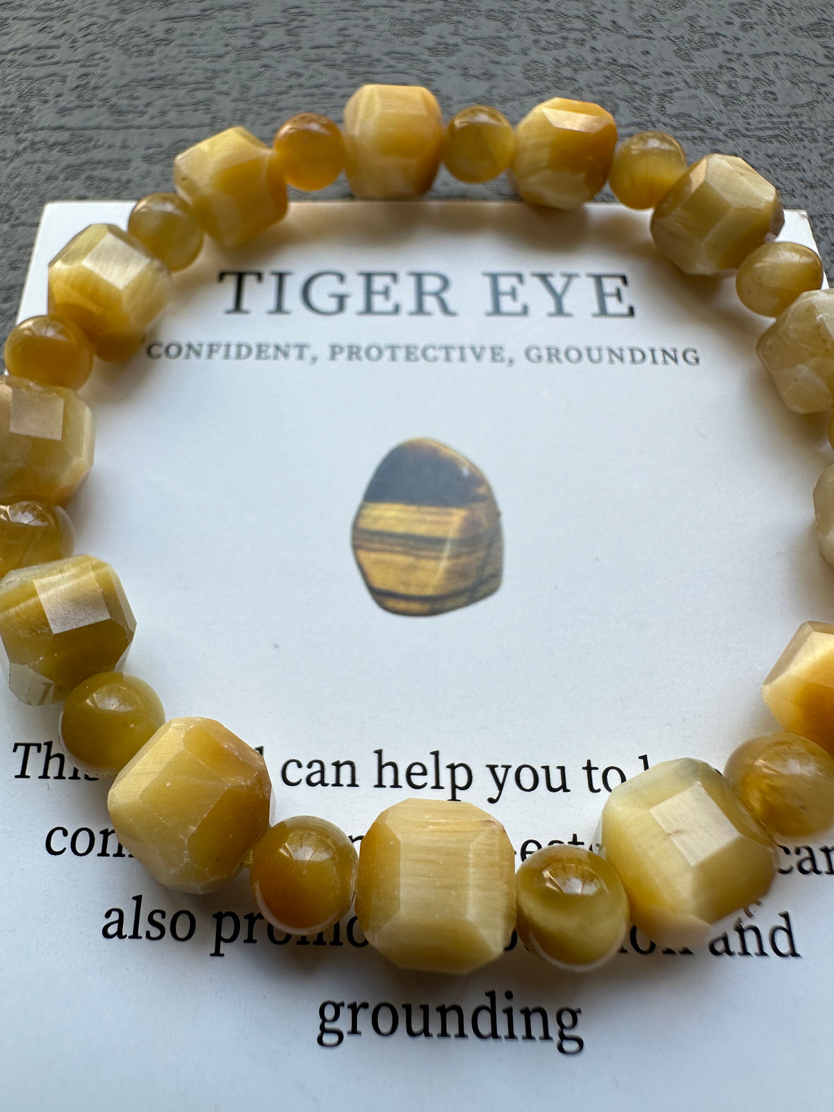 Golden Tiger Eye Bracelet | Natural 8mm Round & Square Beads