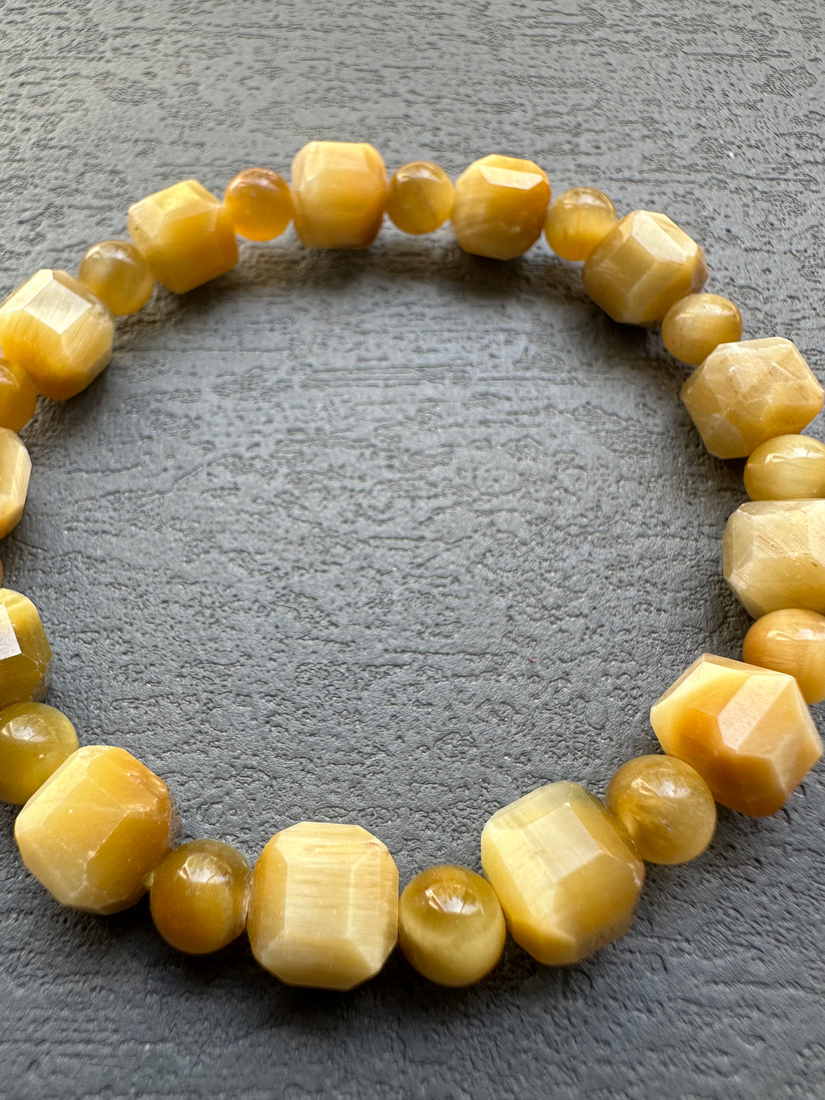 Golden Tiger Eye Bracelet | Natural 8mm Round & Square Beads