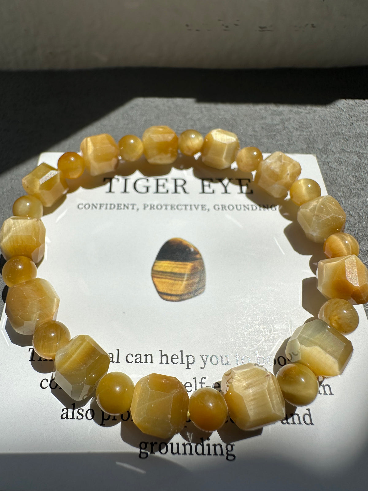Golden Tiger Eye Bracelet | Natural 8mm Round & Square Beads