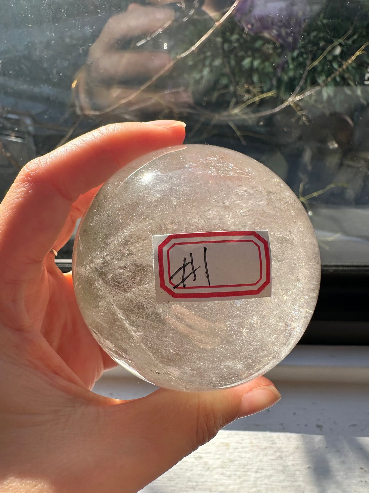 Garden Quartz (Lodolite) Sphere – 445g, Rainbow #1 — exact crystal, view 6 of 10