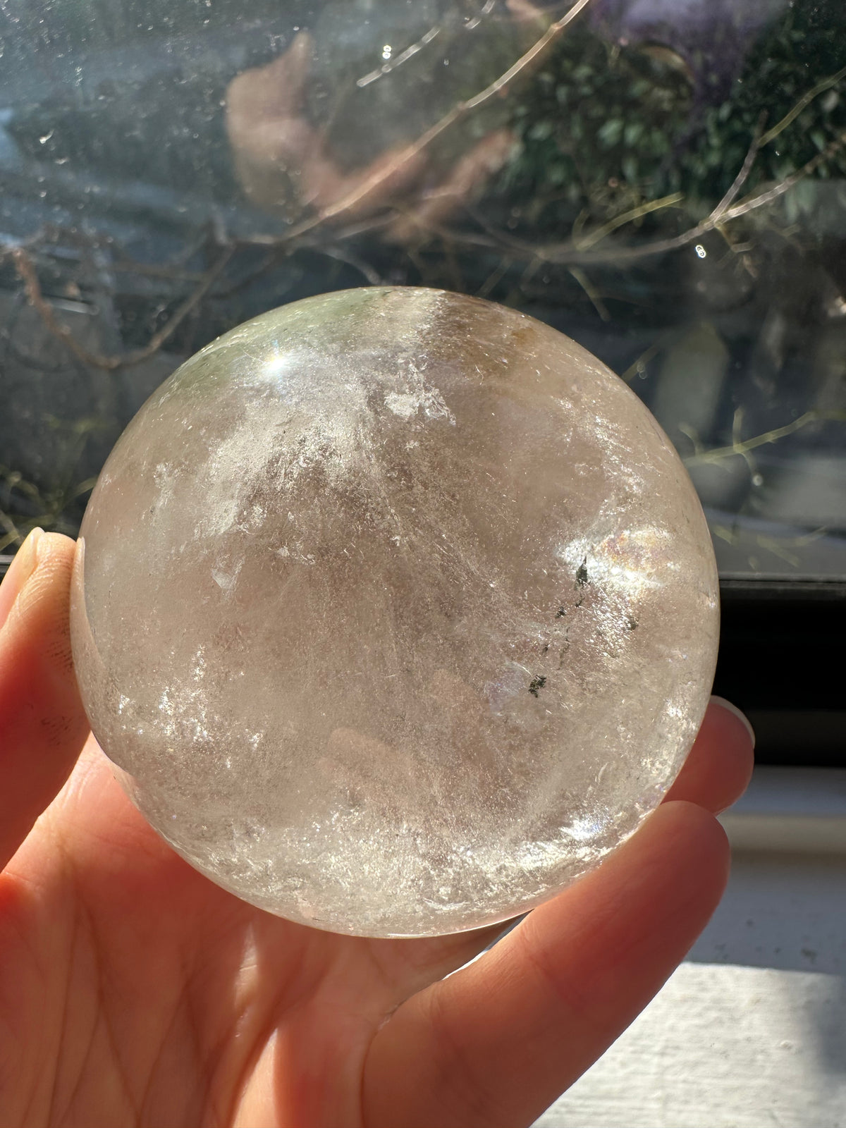 Garden Quartz (Lodolite) Sphere – 445g, Rainbow #1 — exact crystal, view 5 of 10
