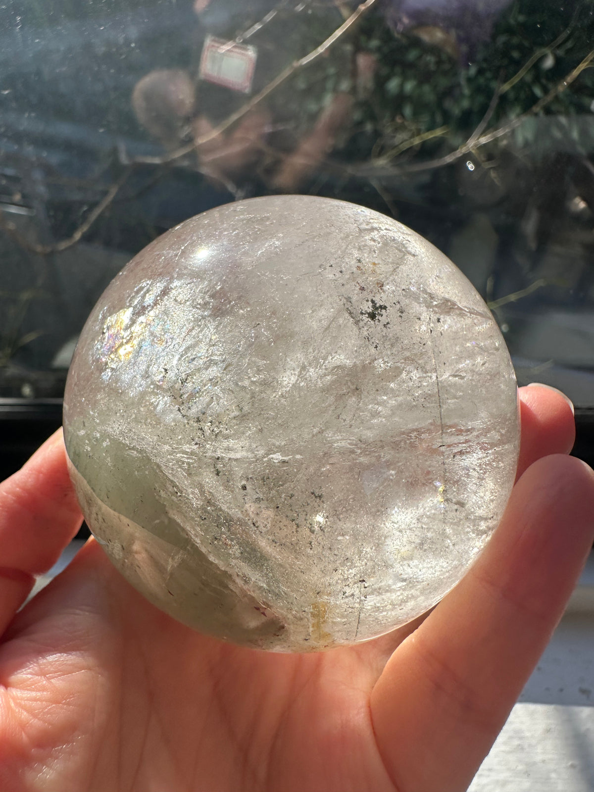 Garden Quartz (Lodolite) Sphere – 445g, Rainbow #1 — exact crystal, view 3 of 10