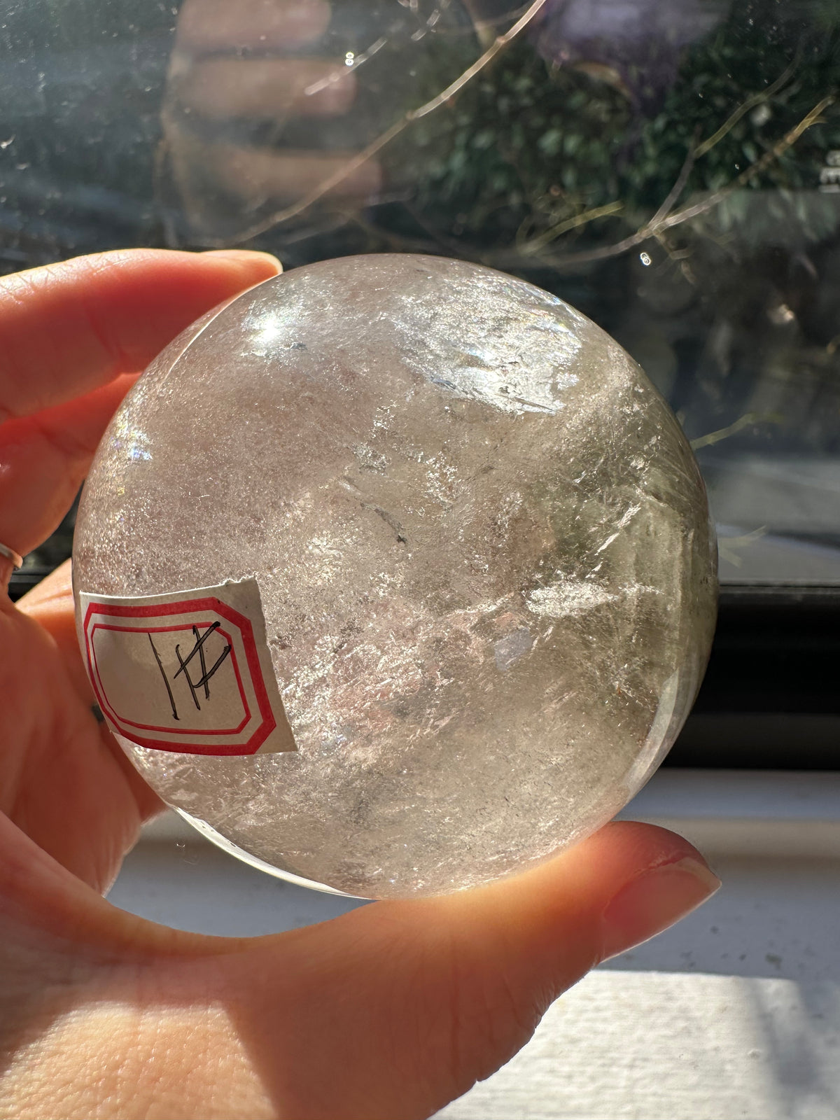 Garden Quartz (Lodolite) Sphere – 445g, Rainbow #1 — exact crystal, view 7 of 10