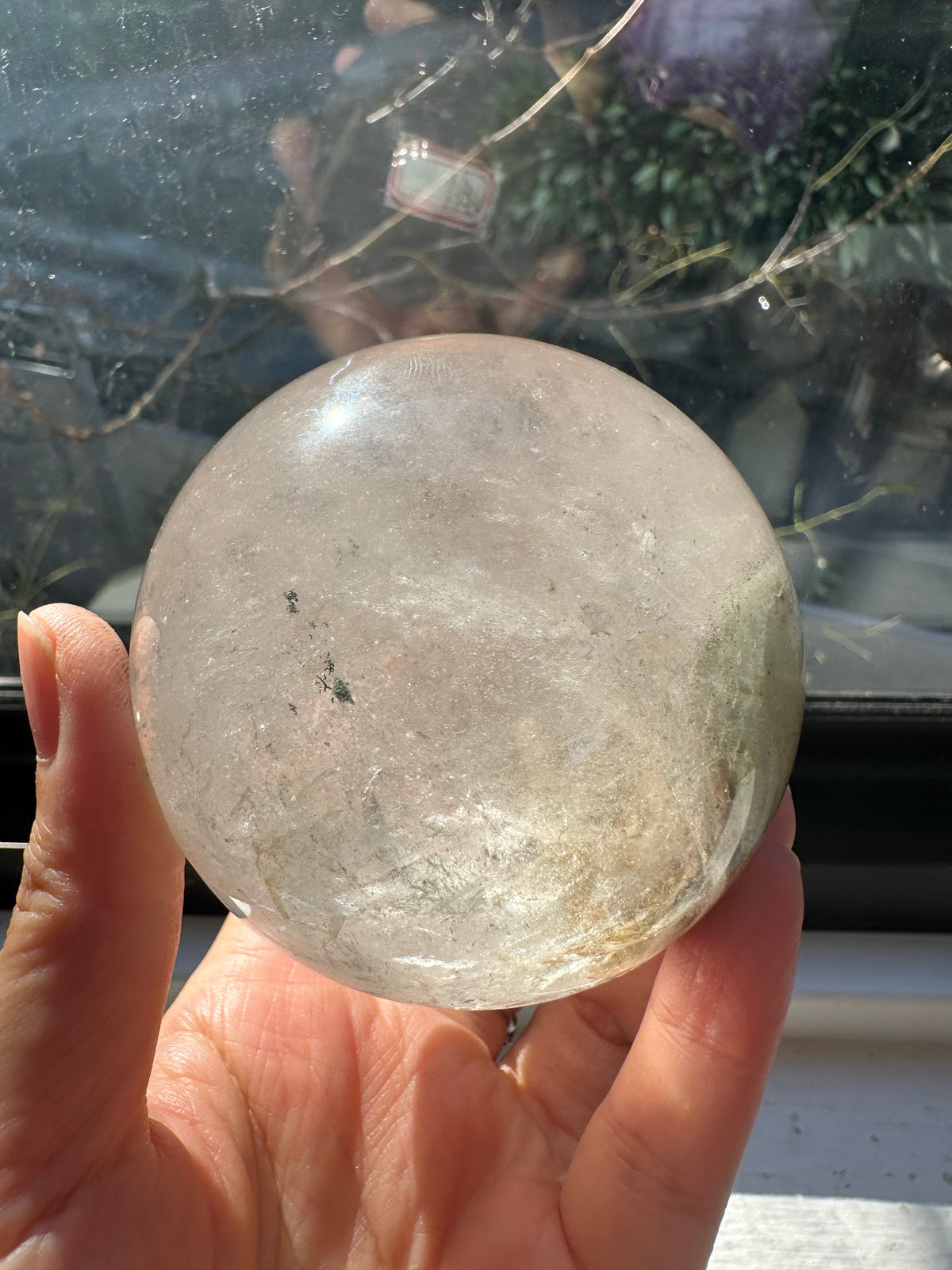 Garden Quartz (Lodolite) Sphere – 445g, Rainbow #1 — exact crystal, view 4 of 10