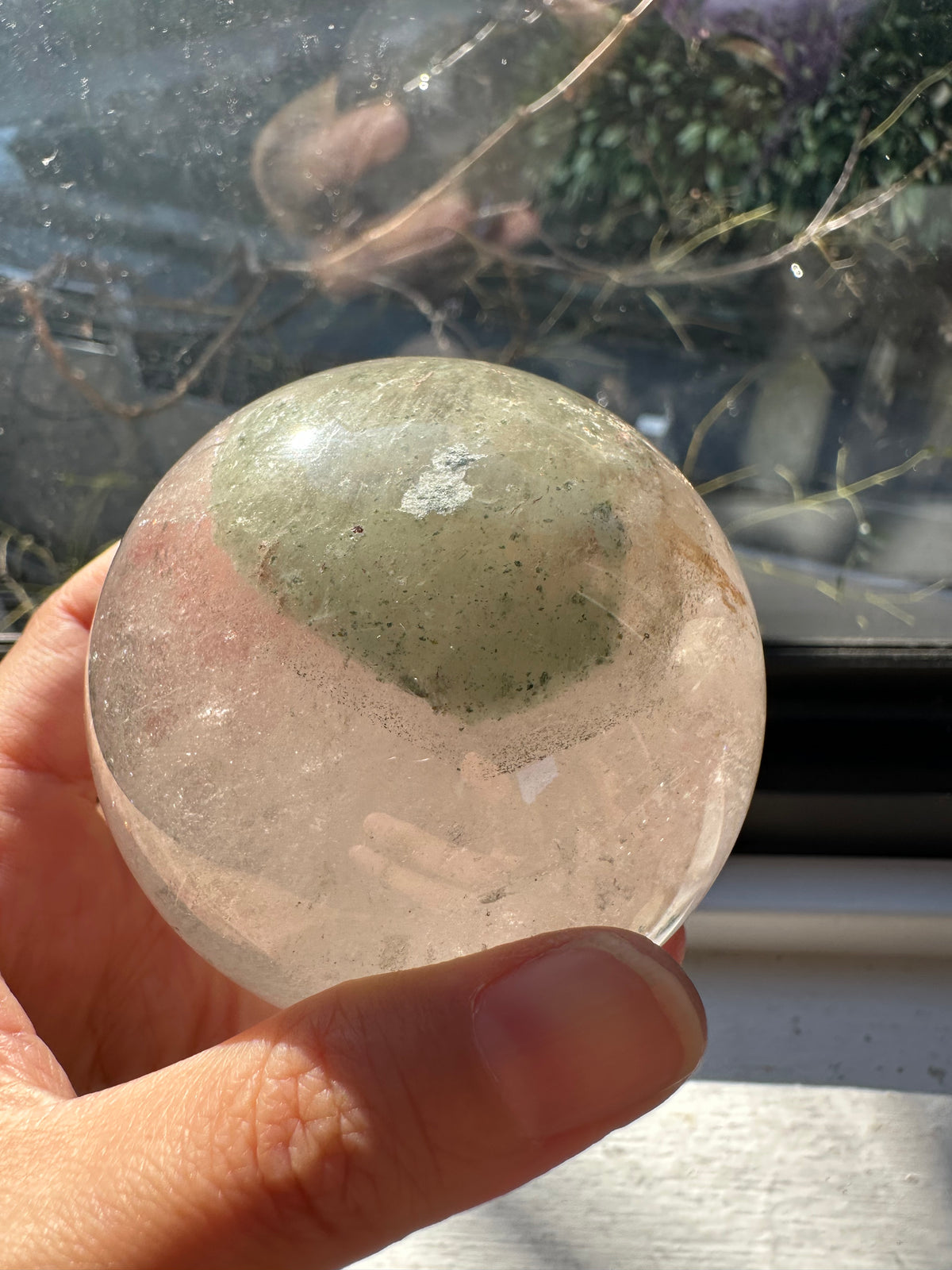 Garden Quartz (Lodolite) Sphere – 445g, Rainbow #1 — exact crystal, view 1 of 10