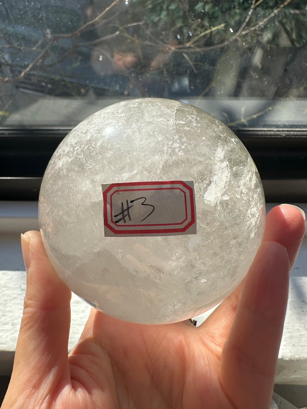 Garden Quartz (Lodolite) Sphere – 736g, Rainbow #3 — exact crystal, view 6 of 11