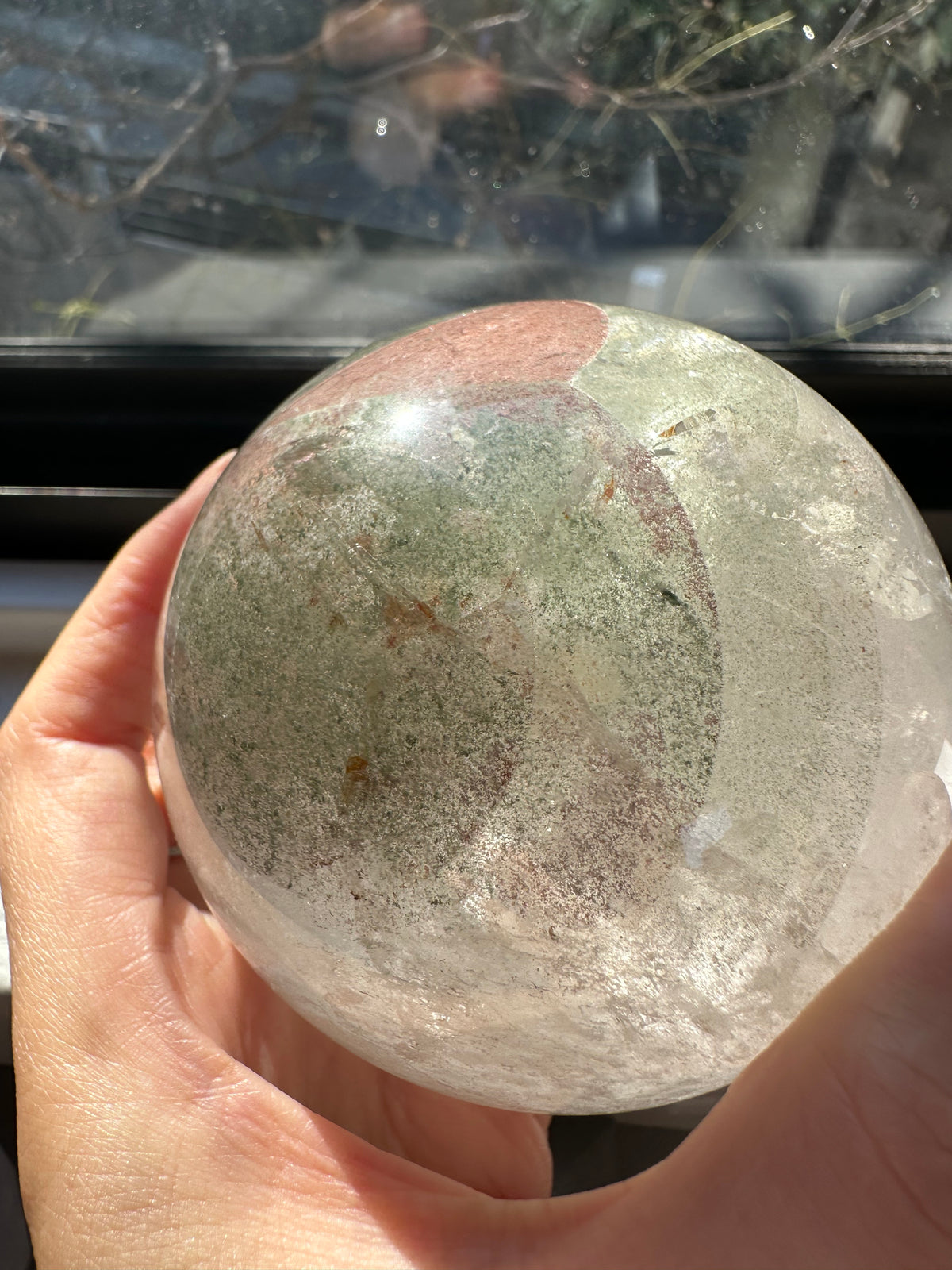 Garden Quartz (Lodolite) Sphere – 736g, Rainbow #3 — exact crystal, view 1 of 11