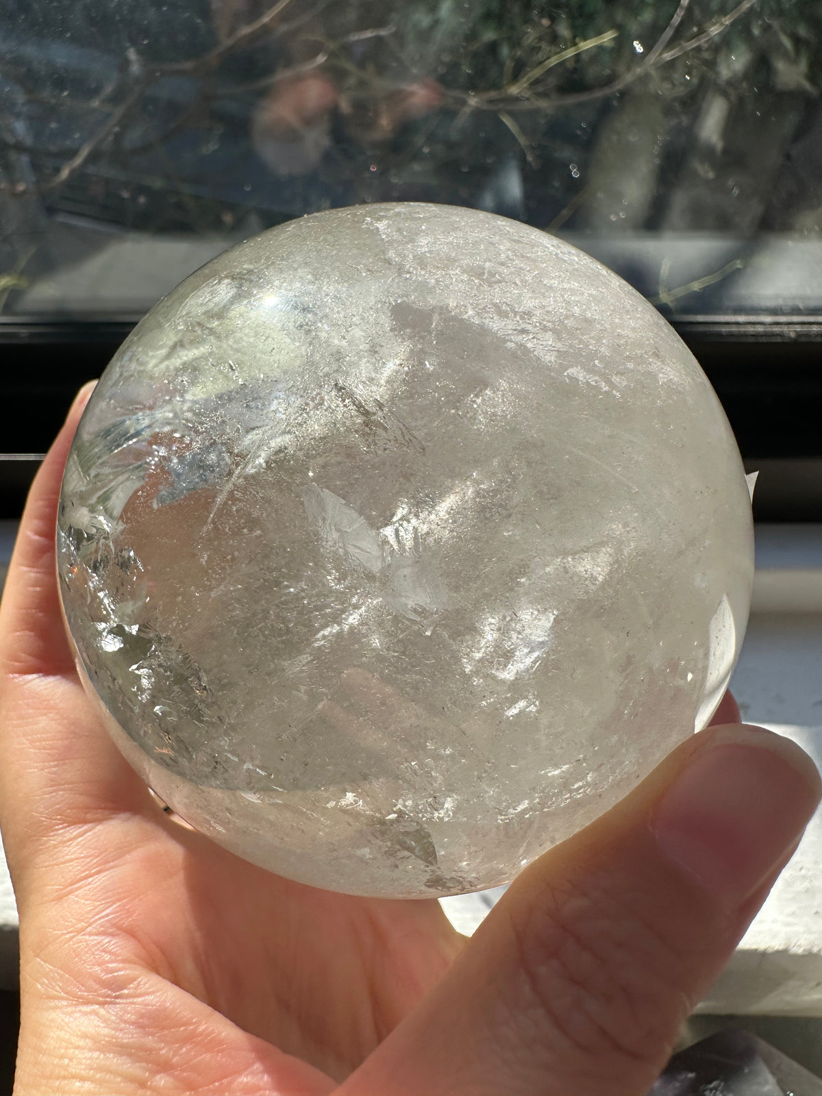Garden Quartz (Lodolite) Sphere – 736g, Rainbow #3 — exact crystal, view 5 of 11