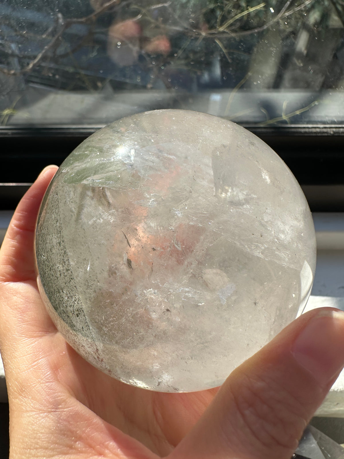 Garden Quartz (Lodolite) Sphere – 736g, Rainbow #3 — exact crystal, view 2 of 11