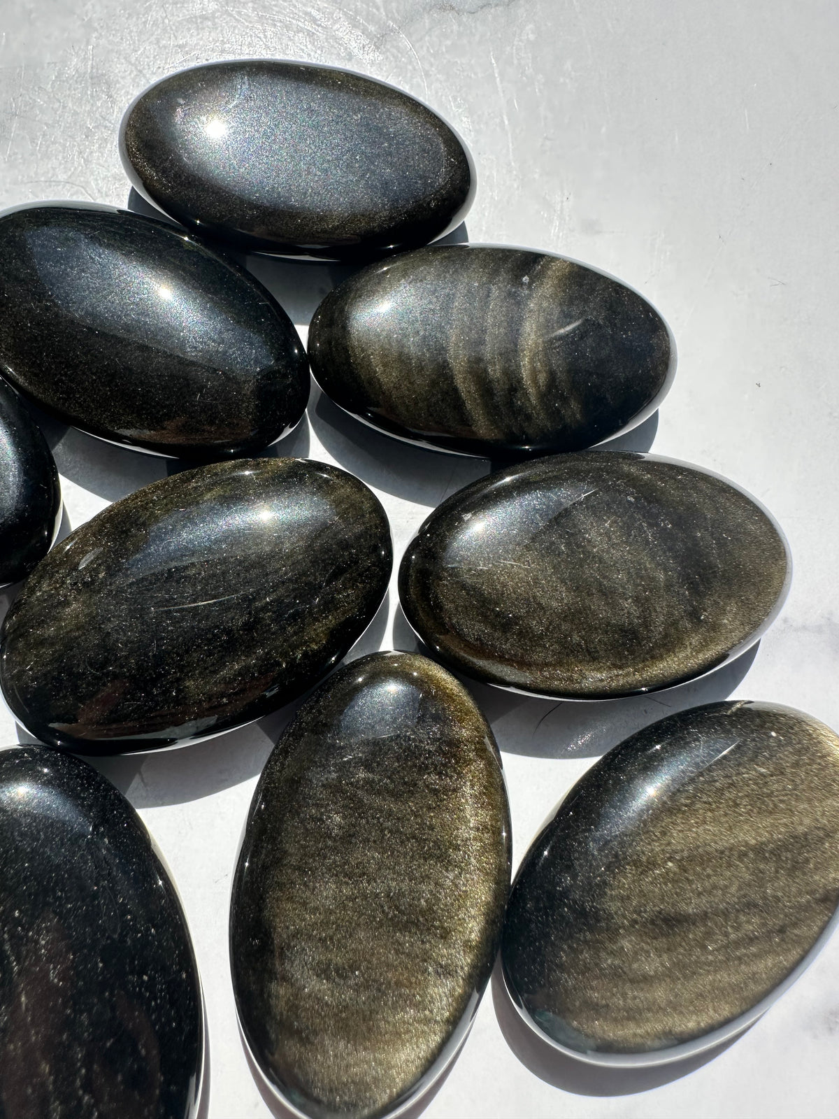 Gold Sheen Obsidian Palm Stone – Natural Crystal 5–6cm product photo 1