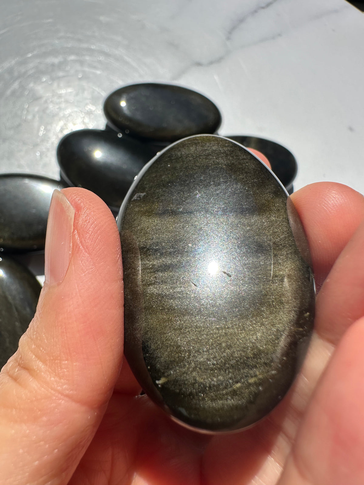 Gold Sheen Obsidian Palm Stone – Natural Crystal 5–6cm product photo 9