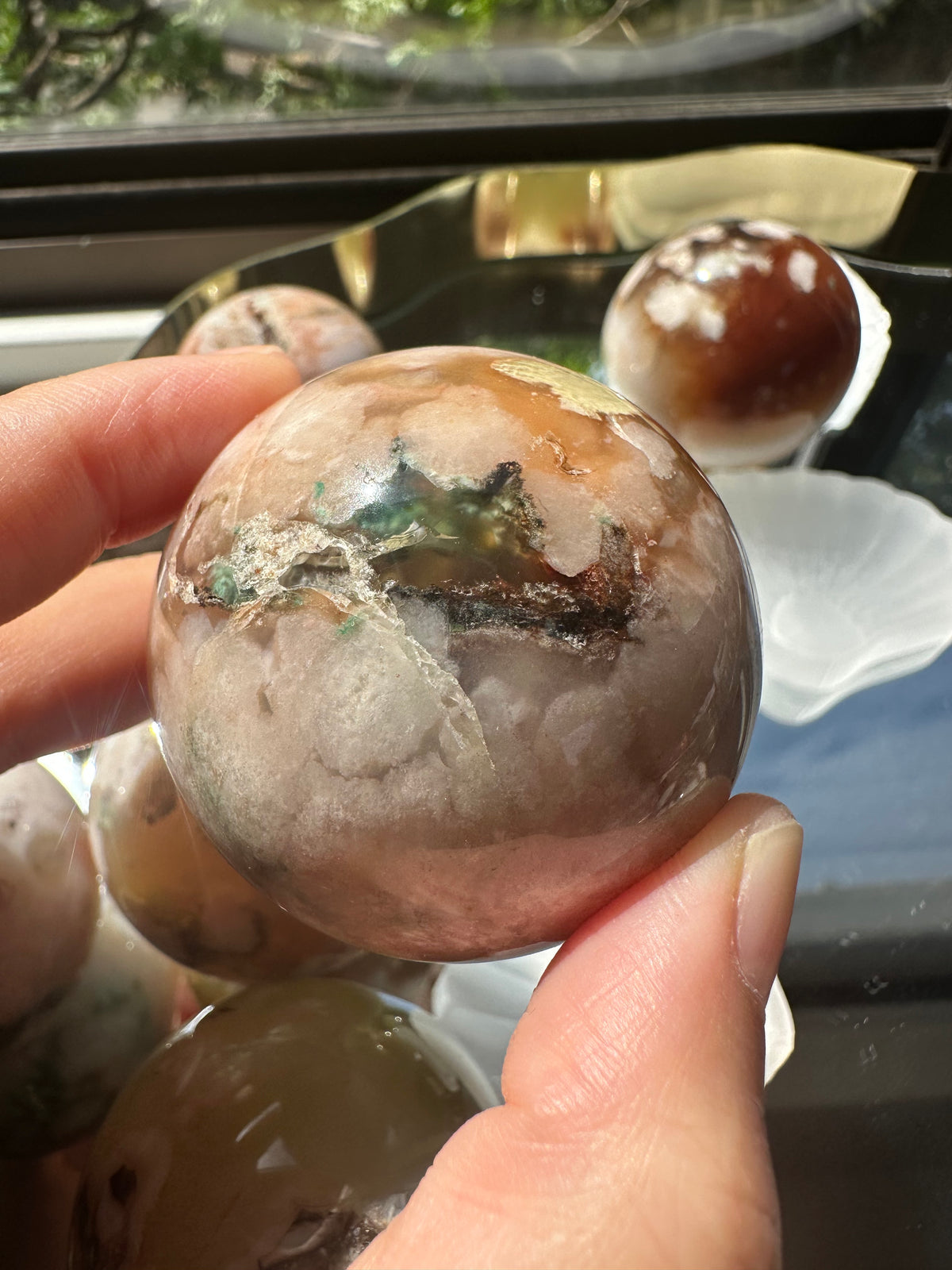 Green Flower Agate Sphere | Natural Crystal Ball 4.5–5cm
