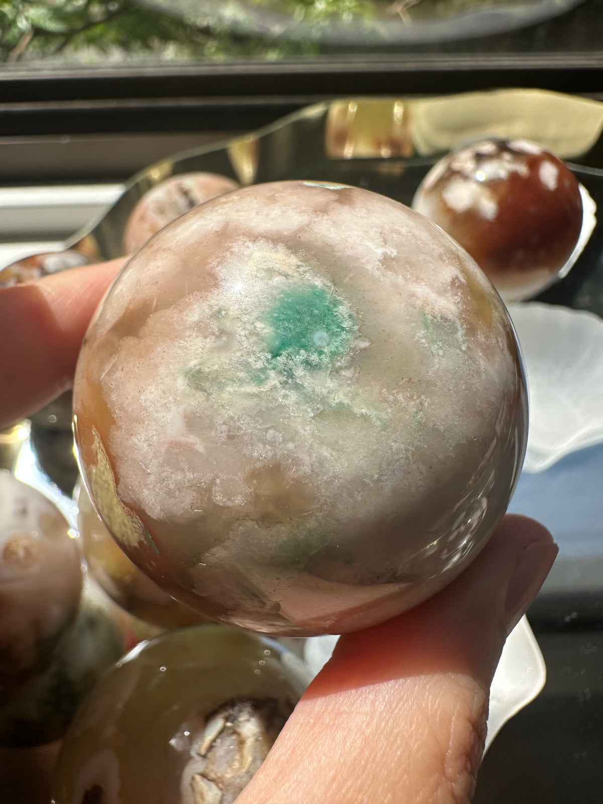 Green Flower Agate Sphere | Natural Crystal Ball 4.5–5cm