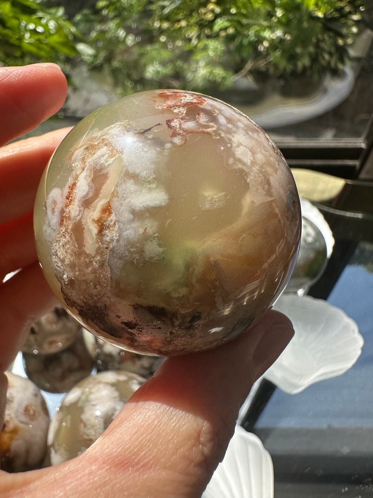 Green Flower Agate Sphere | Natural Crystal Ball 4.5–5cm