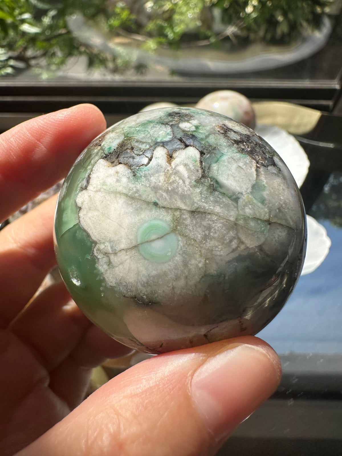 Green Flower Agate Sphere | Natural Crystal Ball 4.5–5cm
