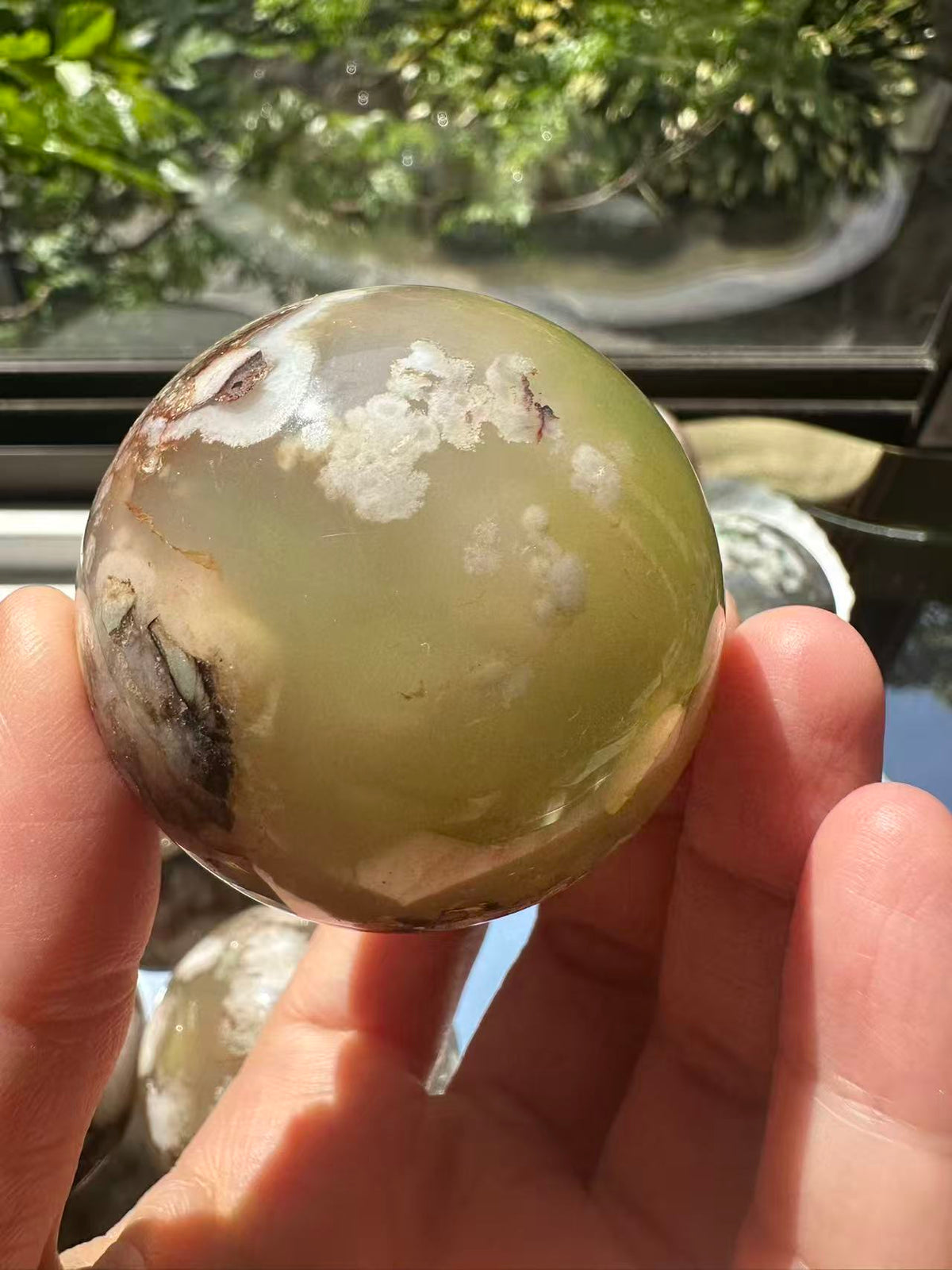 Green Flower Agate Sphere | Natural Crystal Ball 4.5–5cm