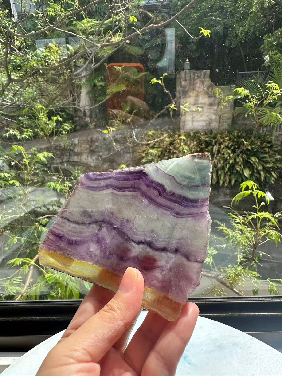 Rainbow Fluorite Slab with Purple-Green Banding | 233g 10.8cm Exact Piece #1
