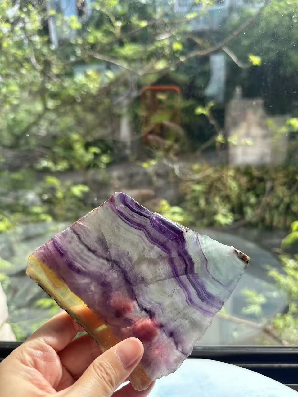 Rainbow Fluorite Slab with Purple-Green Banding | 233g 10.8cm Exact Piece #1