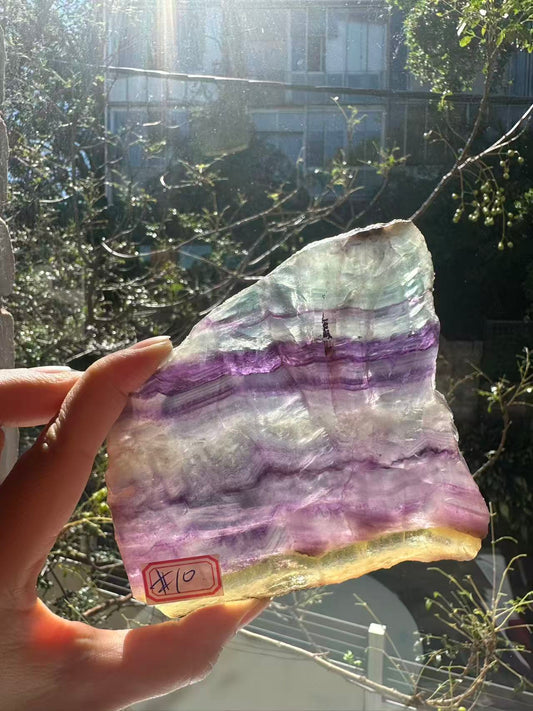 Luxury Rainbow Fluorite  Board: 249g Ultra-Transparent Banded Slab #10