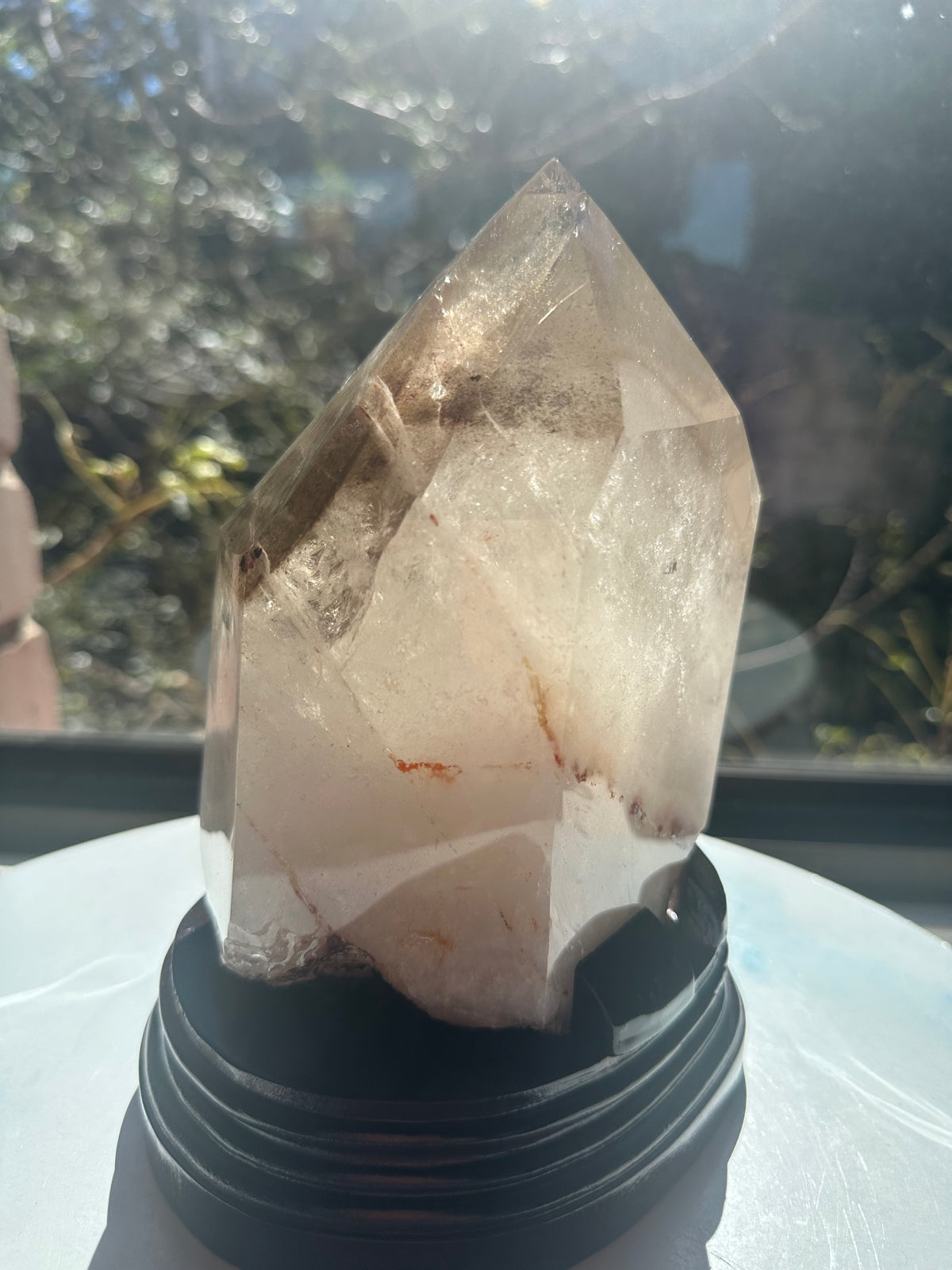 Phantom Quartz Pillar with Layered Phantoms & Base | 3.3kg 19.5cm Exact Piece