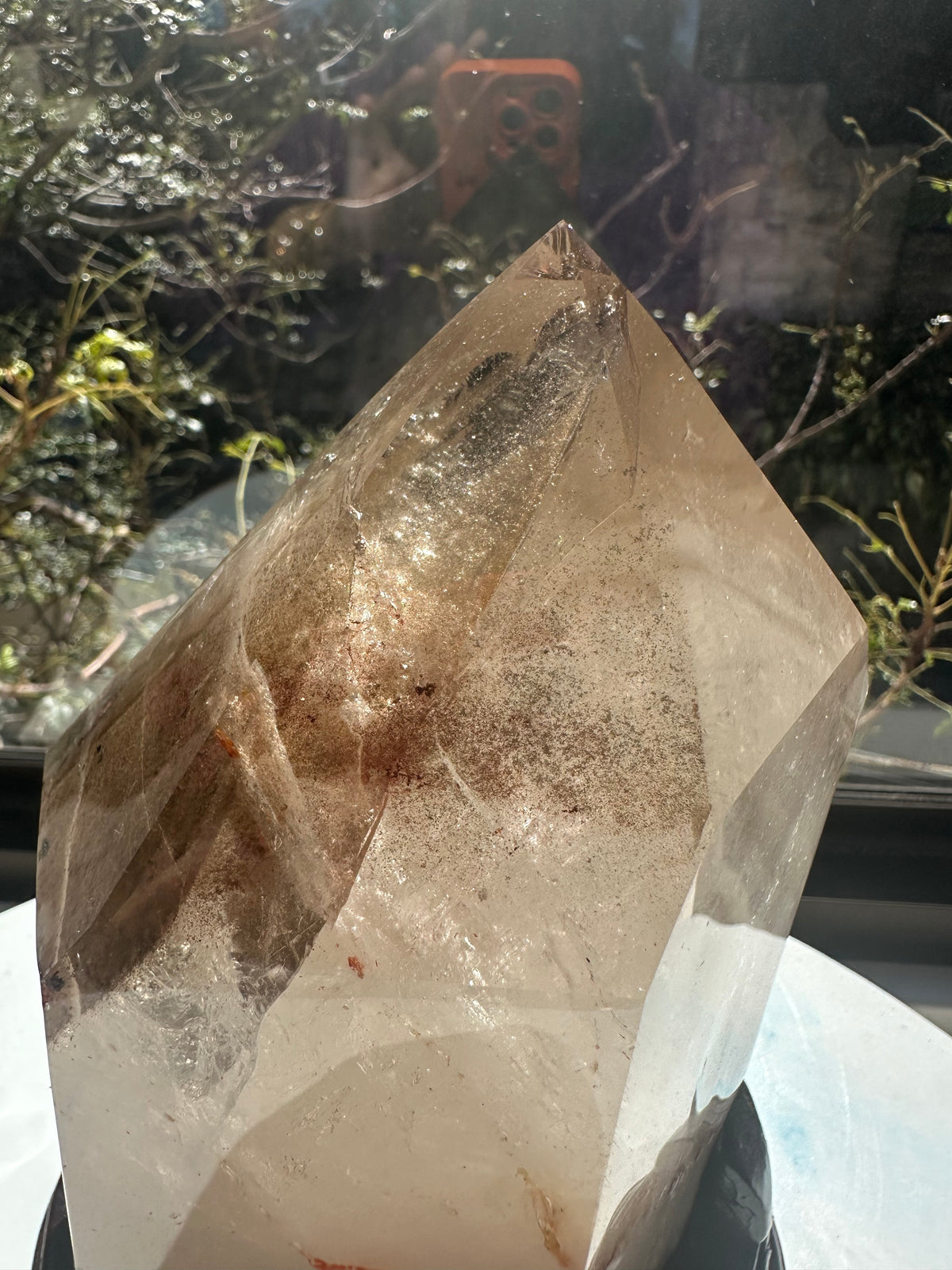 Phantom Quartz Pillar with Layered Phantoms & Base | 3.3kg 19.5cm Exact Piece
