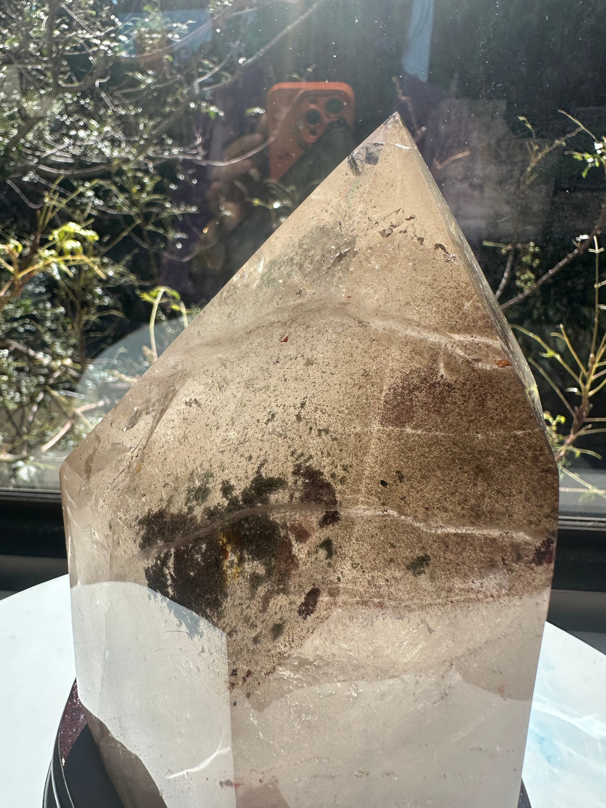 Phantom Quartz Pillar with Layered Phantoms & Base | 3.3kg 19.5cm Exact Piece