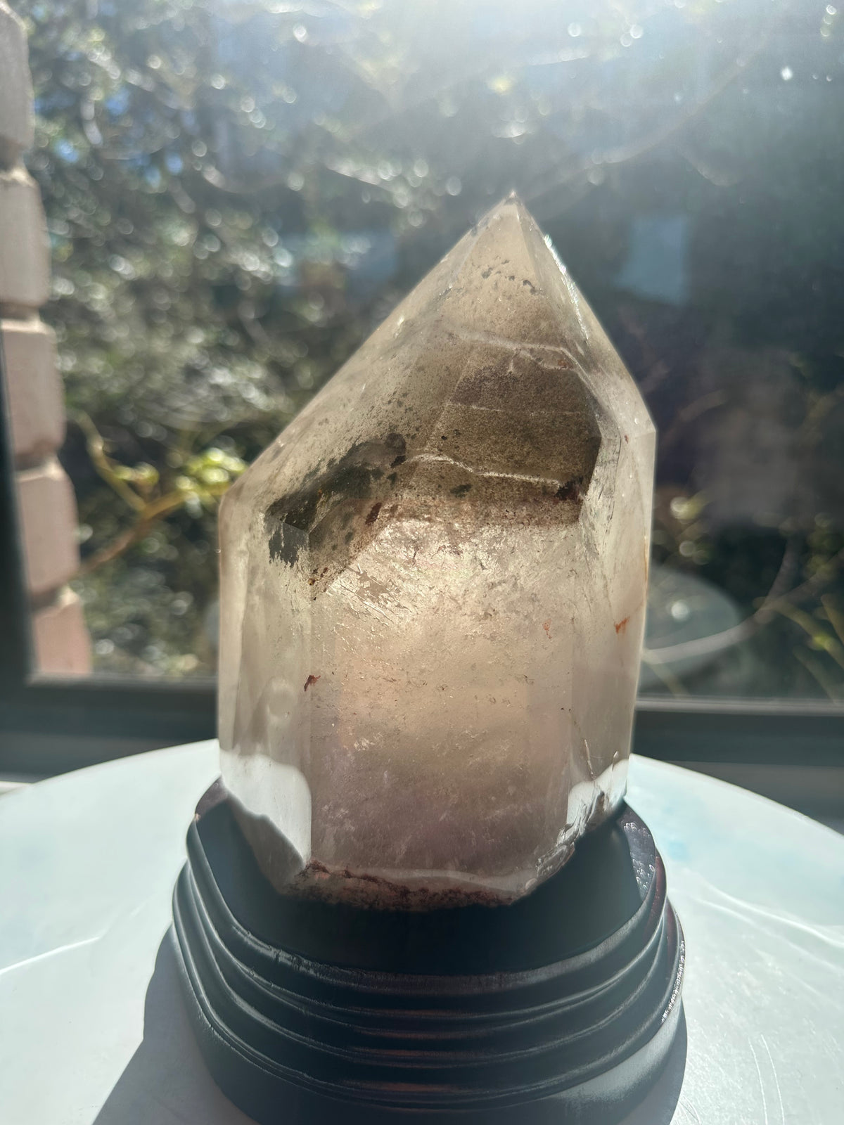 Phantom Quartz Pillar with Layered Phantoms & Base | 3.3kg 19.5cm Exact Piece