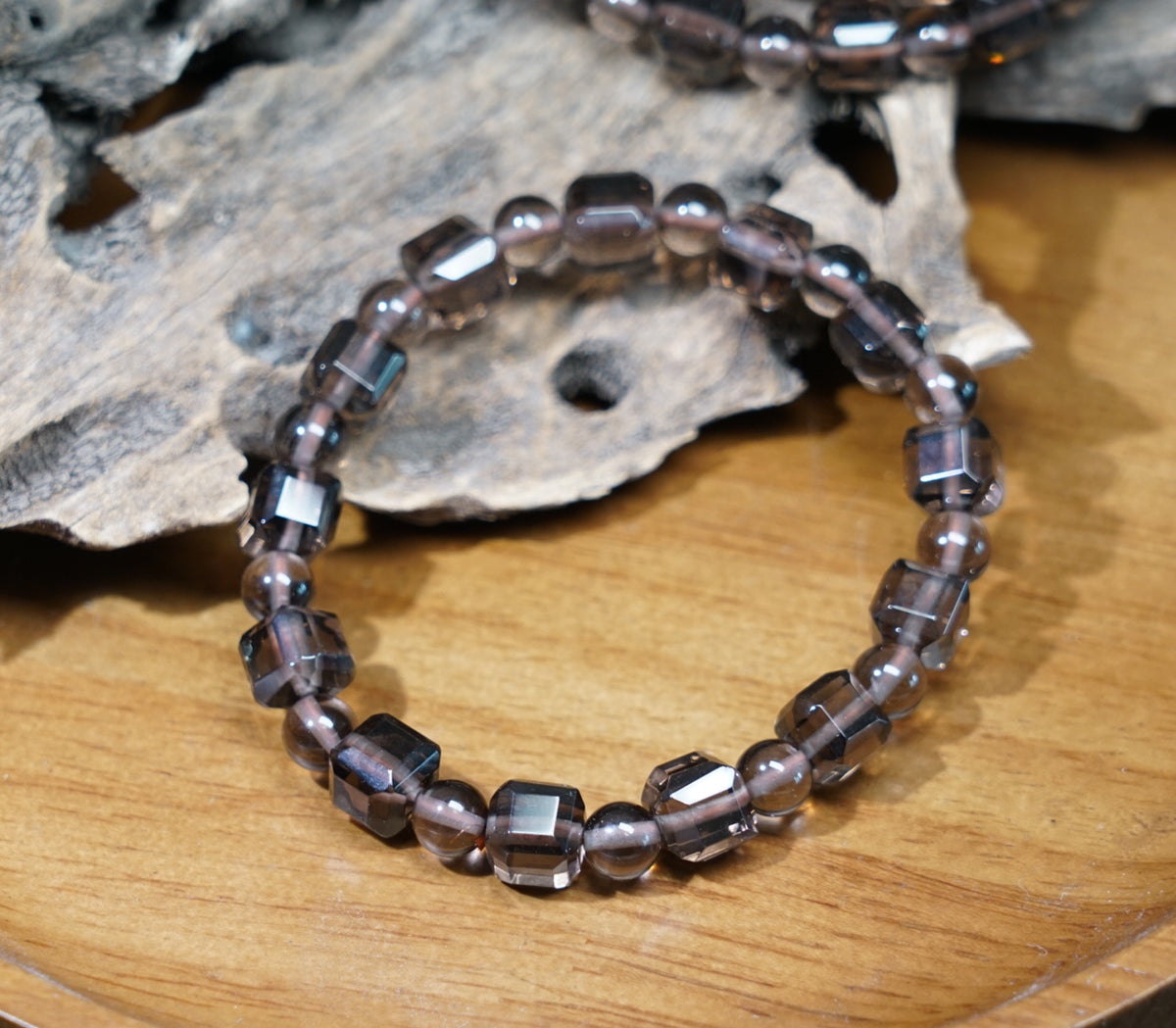 Ice Obsidian Cube Bracelet | 7.5mm Beads