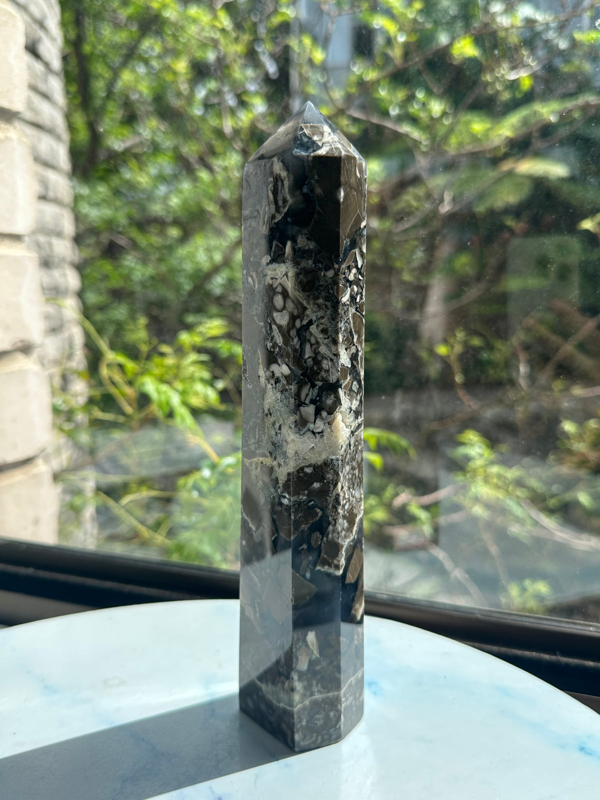 Banded Agate Tower with Monochrome Layers | 24cm Exact Piece #2
