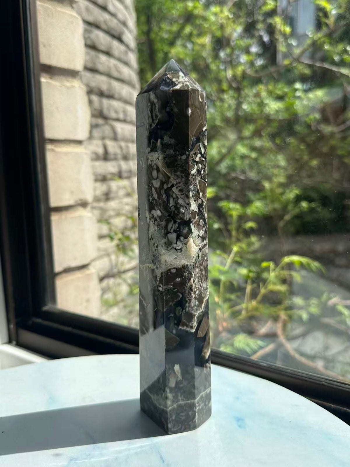 Banded Agate Tower with Monochrome Layers | 24cm Exact Piece #2