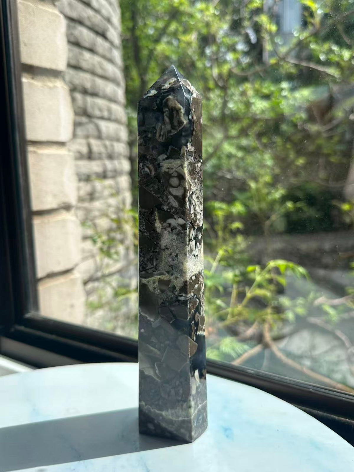 Banded Agate Tower with Monochrome Layers | 24cm Exact Piece #2