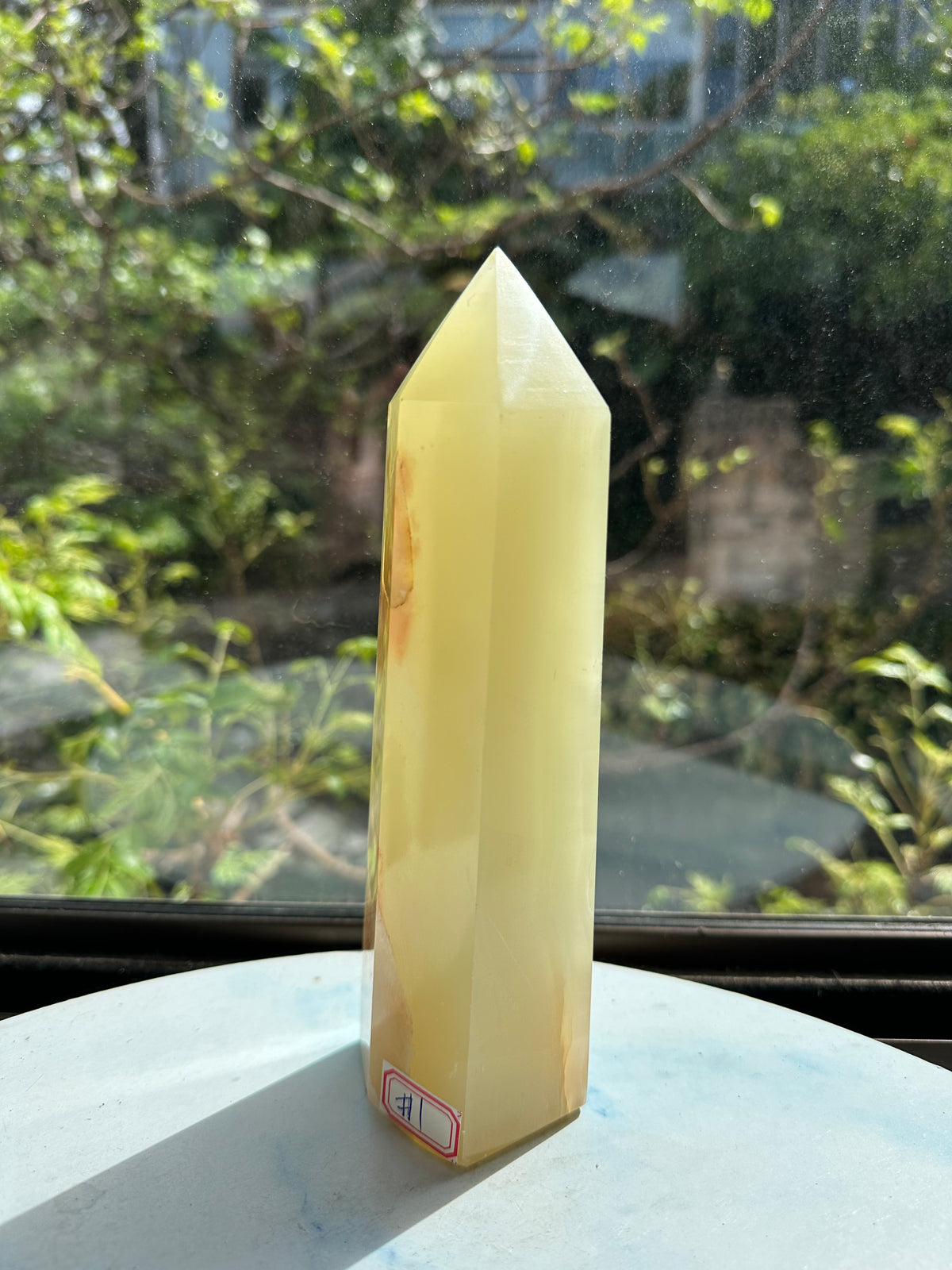 Afghanistan Pistachio Jade Tower with Creamy Green Banding | 987g 20cm Exact Piece #1