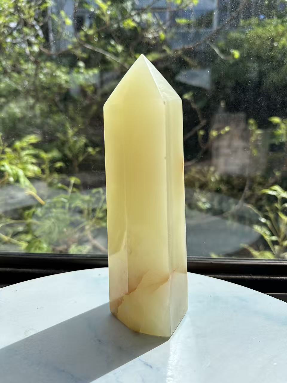 Afghanistan Pistachio Jade Tower with Creamy Green Banding | 987g 20cm Exact Piece #1