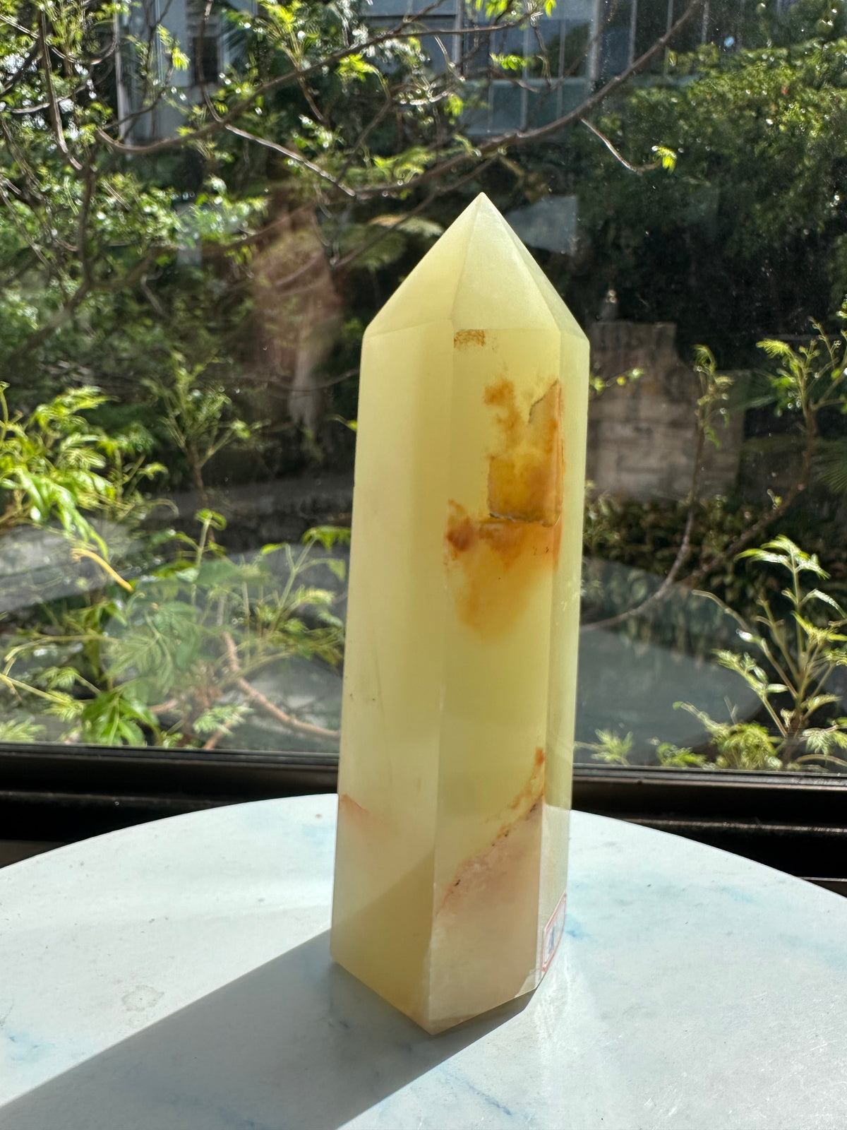 Afghanistan Pistachio Jade Tower with Creamy Green Banding | 987g 20cm Exact Piece #1
