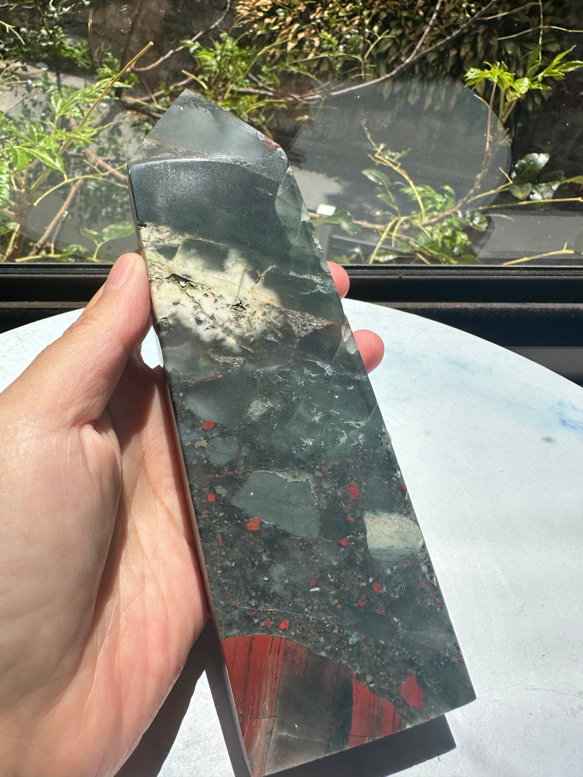 African Bloodstone Tower with Red-Brown Markings | 485g 17cm Exact Piece #4