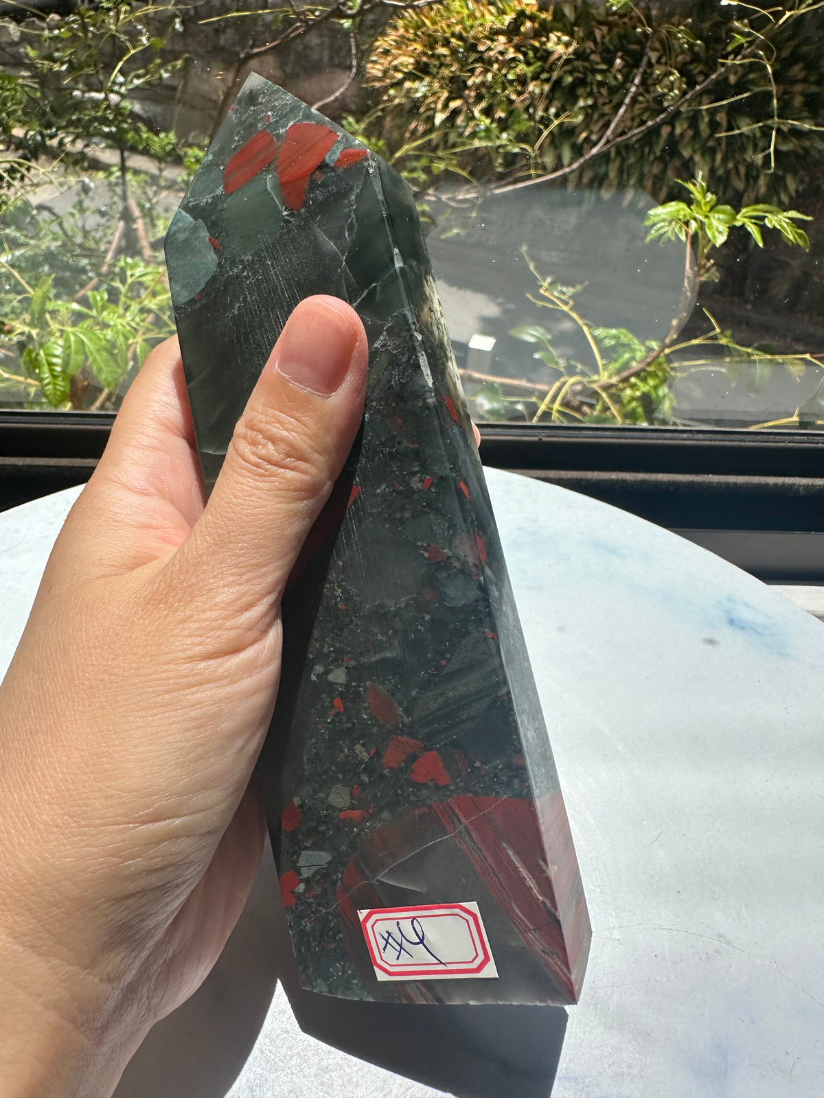 African Bloodstone Tower with Red-Brown Markings | 485g 17cm Exact Piece #4