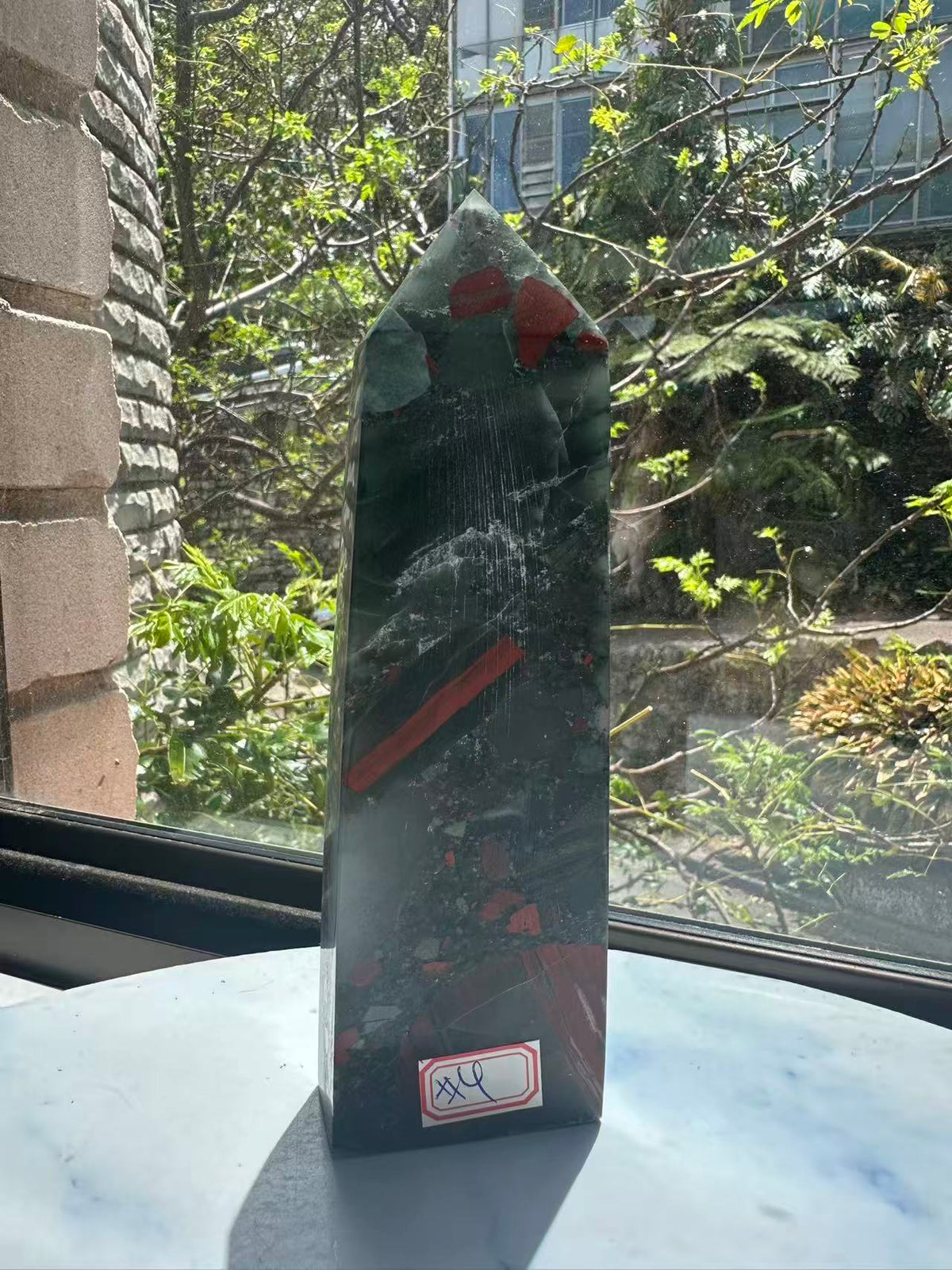 African Bloodstone Tower with Red-Brown Markings | 485g 17cm Exact Piece #4